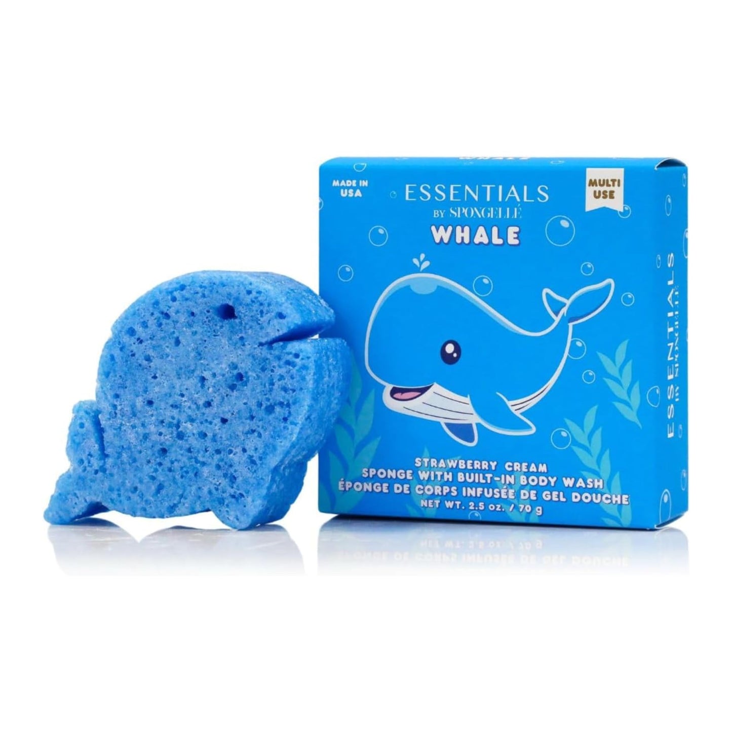 Spongelle Essentials Kids Whale Buffer - All Ages - Bath & Shower Loofah for Kids - Cleanse, Exfoliate, and Nourish in one Easy Step - Cruelty-Free Beauty and Personal Care SPONGELLÉ
