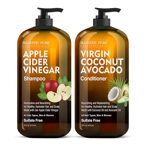 MAJESTIC PURE Apple Cider Vinegar Shampoo and Avocado Coconut Conditioner Set - Restores Shine & Reduces Itchy Scalp, Dandruff & Frizz - Sulfate Free Beauty & Personal Care Majestic Pure