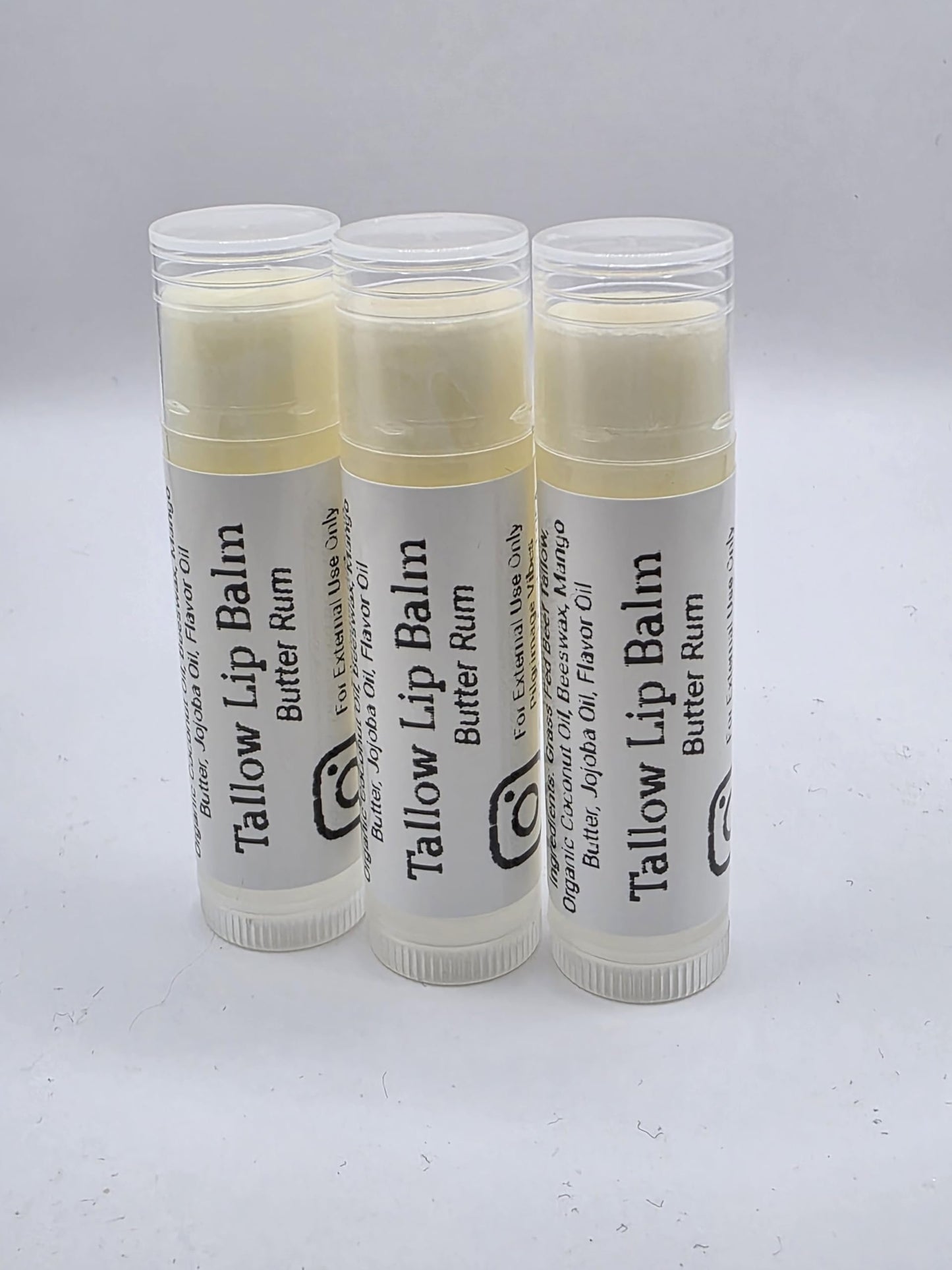Tallow Lip Balm (3 Pack) (Butter Rum) Handmade Natural Grass Fed Beef Tallow Lip Balm with Nourishing Oils Beauty and Personal Care Pilgrimage Vibes