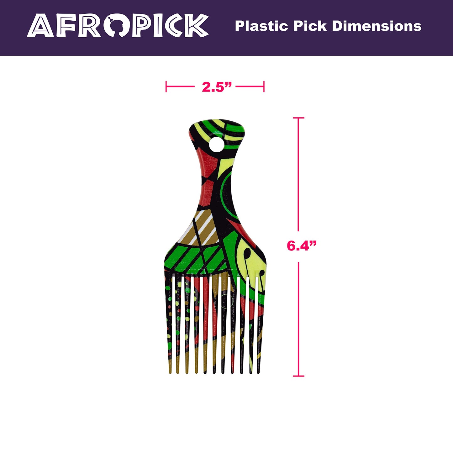 Afropick Anti-Static Plastic Black Hair Pick for Natural Curly Long Thick Hair- Afro Pick Comb for Men, Women- African Artist Designs (Harlem) Beauty & Personal Care Afropick