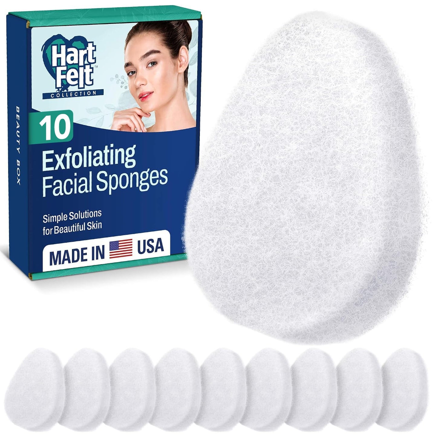 HartFelt [10 Pack] Regular Exfoliating Facial Sponge for Face - Daily Cleansing Scrubber - Buf Dirt Away with Puf Styled Reusable Face Pads Beauty and Personal Care HartFelt Default Title