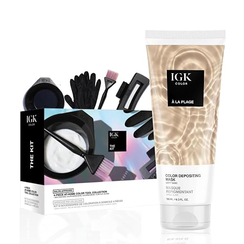 IGK A La Plage | Light Sand Blonde Hair Gloss + Color Depositing Kit | Boost Shine, Enhance Blonde Tones, Refresh Color | Semi Permanent At-Home Beauty & Personal Care IGK