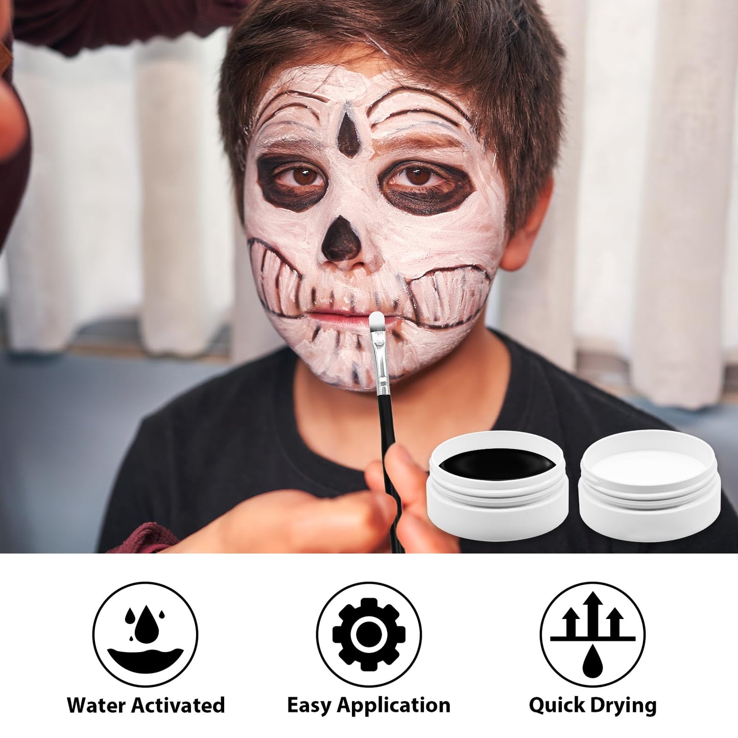 Black & White Face Paint Set (2.47 oz Each) - Professional High Pigment Oil-Based Makeup Kit for Halloween SFX, Clown, Joker, Skeleton Cosplay - Body Beauty & Personal Care GCCL