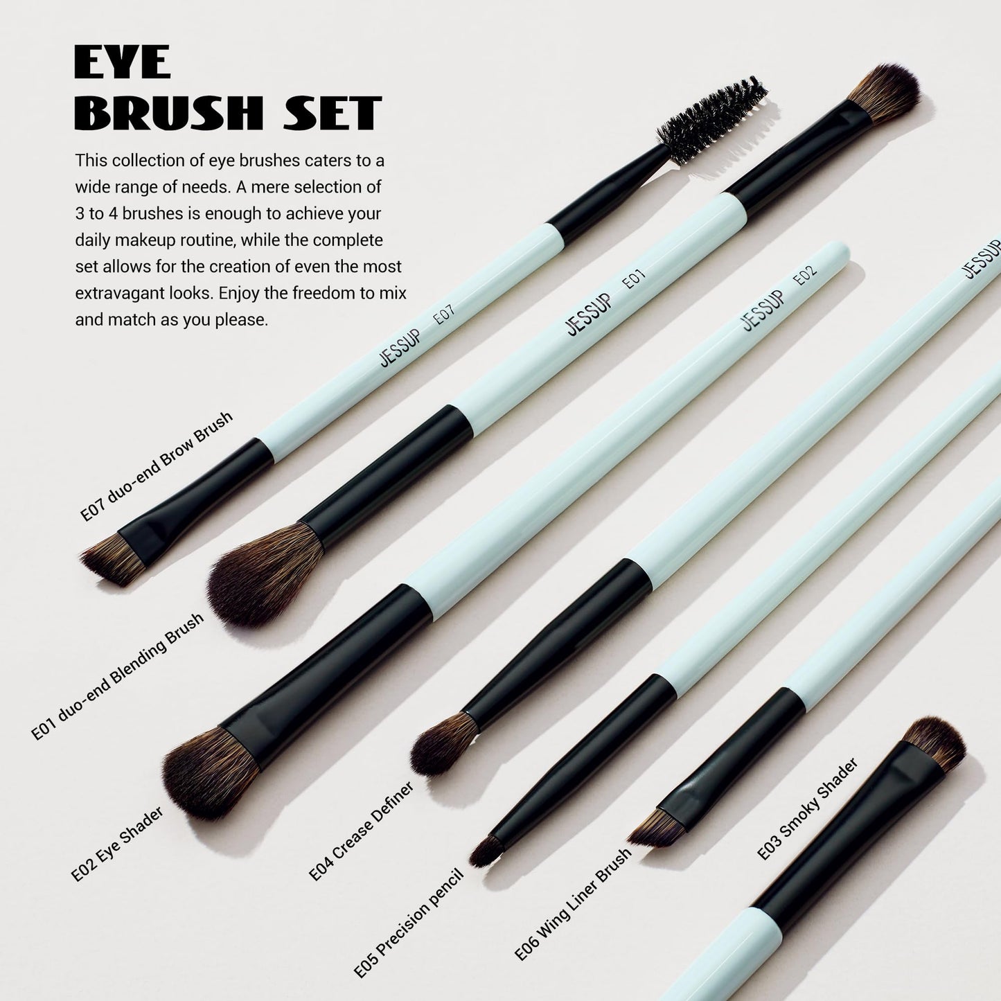 Jessup Makeup Brushes Set 10pcs, Double Sided Foundation Contour Blush Highlight Blending Eyebrow Brush Eyeshadow Eyeliner Concealer Brush, Bright Beauty and Personal Care Jessup