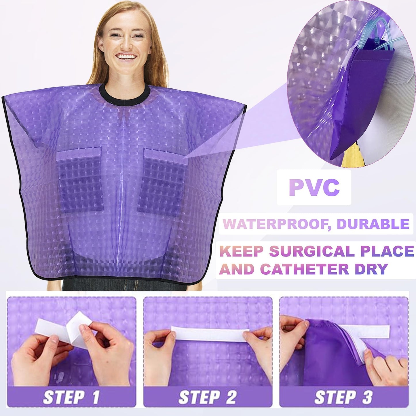 OkueejurMastectomy Waterproof Post Surgery Shower Cover for Mastectomy/Chest Surgery/Shoulder Surgery with Drain Pockets - Keeps Wounds Dry During Beauty and Personal Care Okueejur
