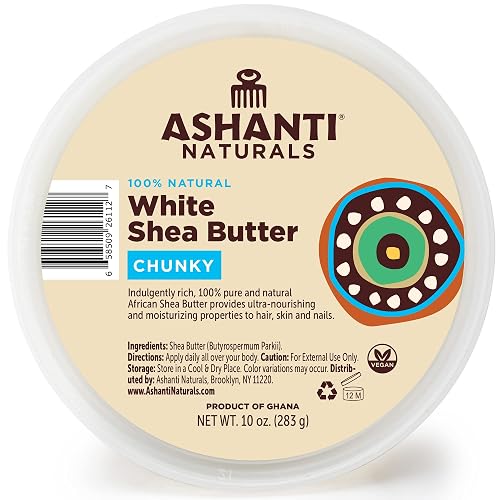 Ashanti Naturals White Chunky Raw Shea Butter | Unrefined African Shea Butter from Ghana | 100% Natural Moisturizer, No Additives - 10 oz Beauty & Personal Care Ashanti Naturals