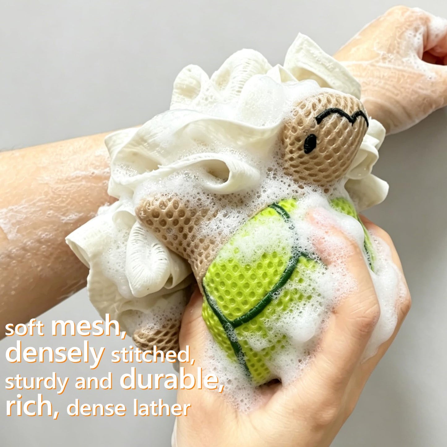 Kids Loofah, Cute Cartoon Animal Kids Bath Sponge with Hanging Rope, Soft Double Mesh for Rich Lather (Little Turtle) Beauty and Personal Care Taolivingmart