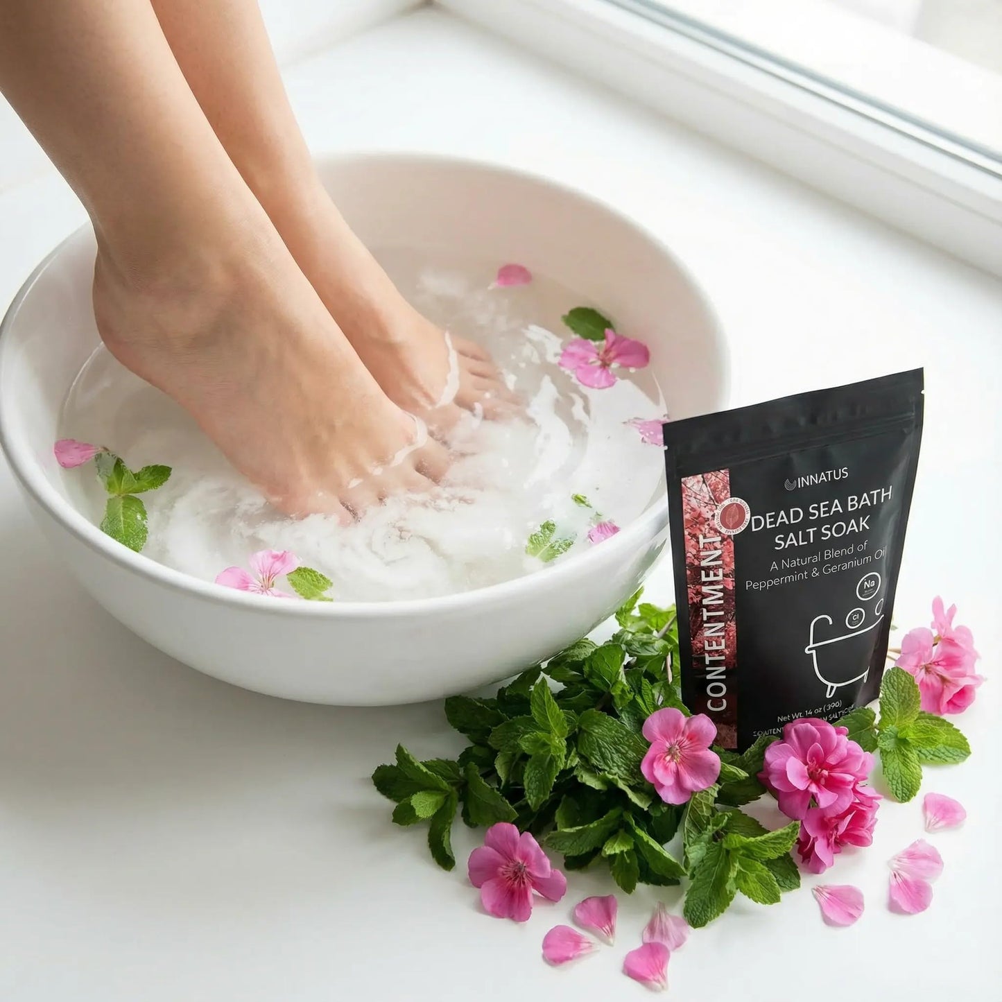 Dead Sea Soothing Bath Salt Soak with 21 Minerals - Relaxing, Detoxifying, and Nourishing for Skin - 14oz, Infused with Essential Oils - Rejuvenate Beauty and Personal Care INNATUS