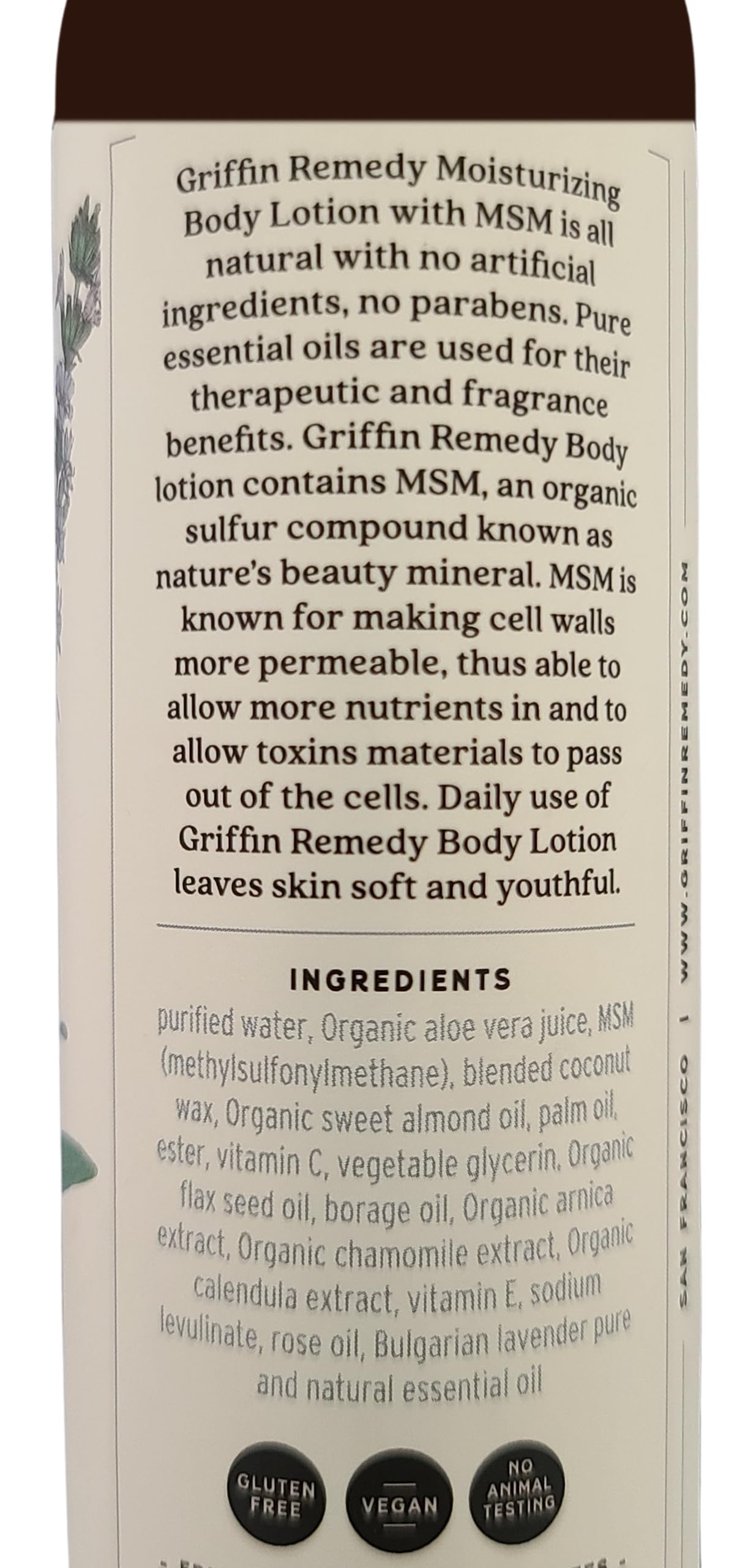 Griffin Remedy Bulgarian Lavender Body Lotion with MSM -8oz Beauty & Personal Care Griffin Remedy