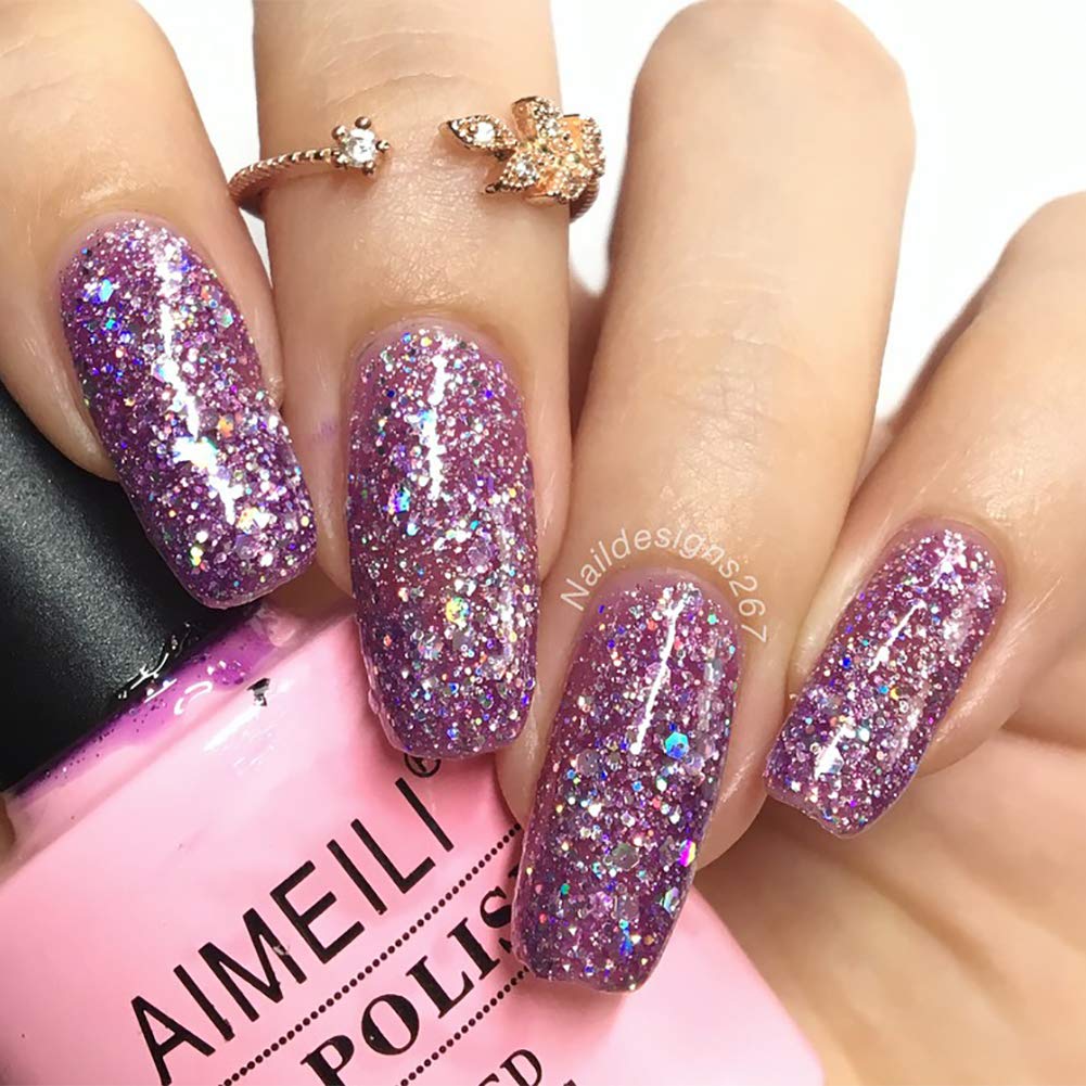 AIMEILI Soak Off U V LED Gel Nail Polish - Princess Glitter (049) 10ml Beauty & Personal Care AIMEILI