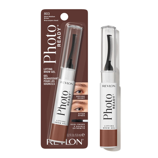 Revlon PhotoReady Lifting Brow Gel, Tinted Eyebrow Lamination with Spoolie Brush, Conditions, Shapes & Defines, 803 Warm Medium Brown, 0.23 fl oz Beauty & Personal Care REVLON