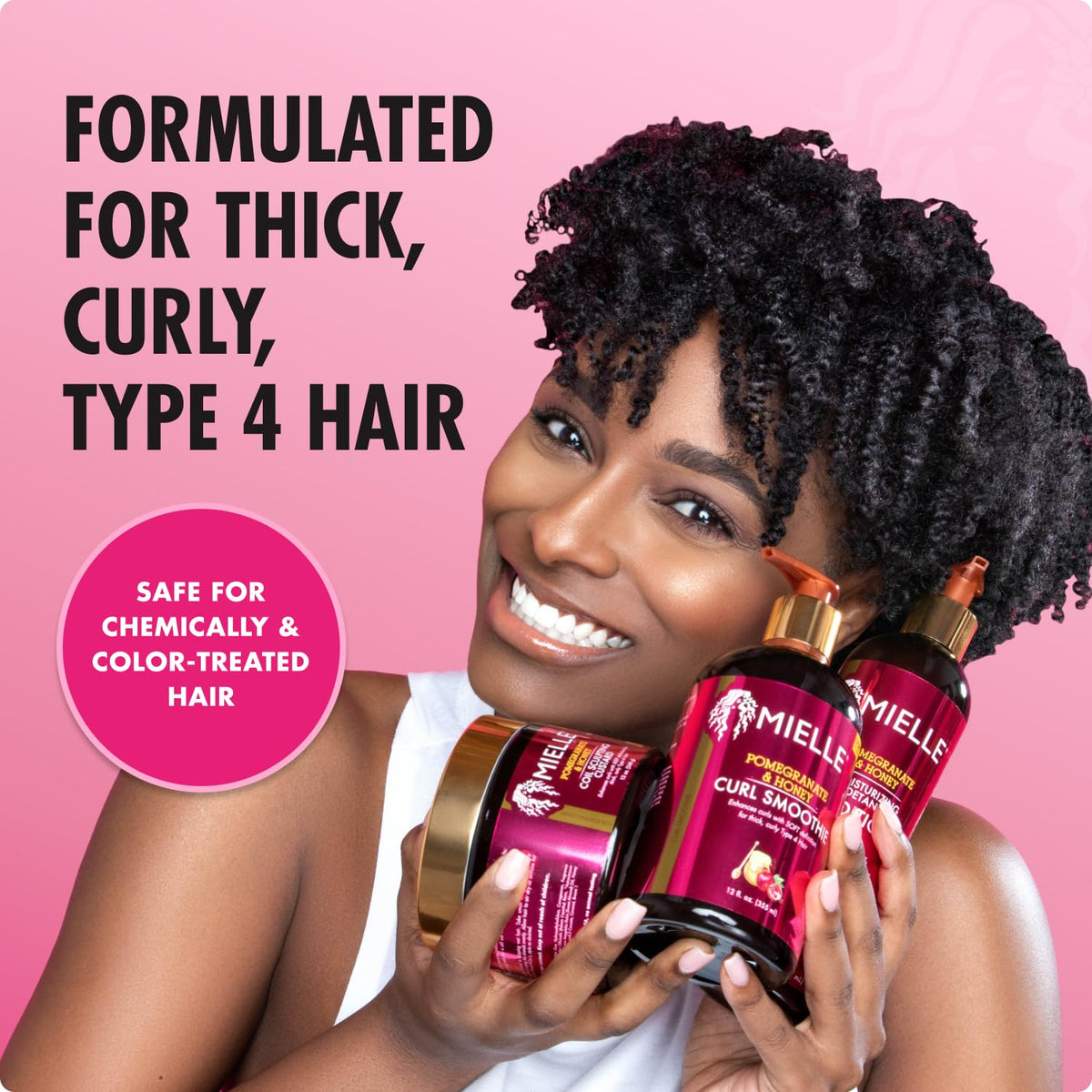 Mielle Organics Pomegranate & Honey Curl Enhancing Smoothie - Moisturizing Curly Hair Cream for Type 4 Curly & Coily Hair - Softens, Strengthens &