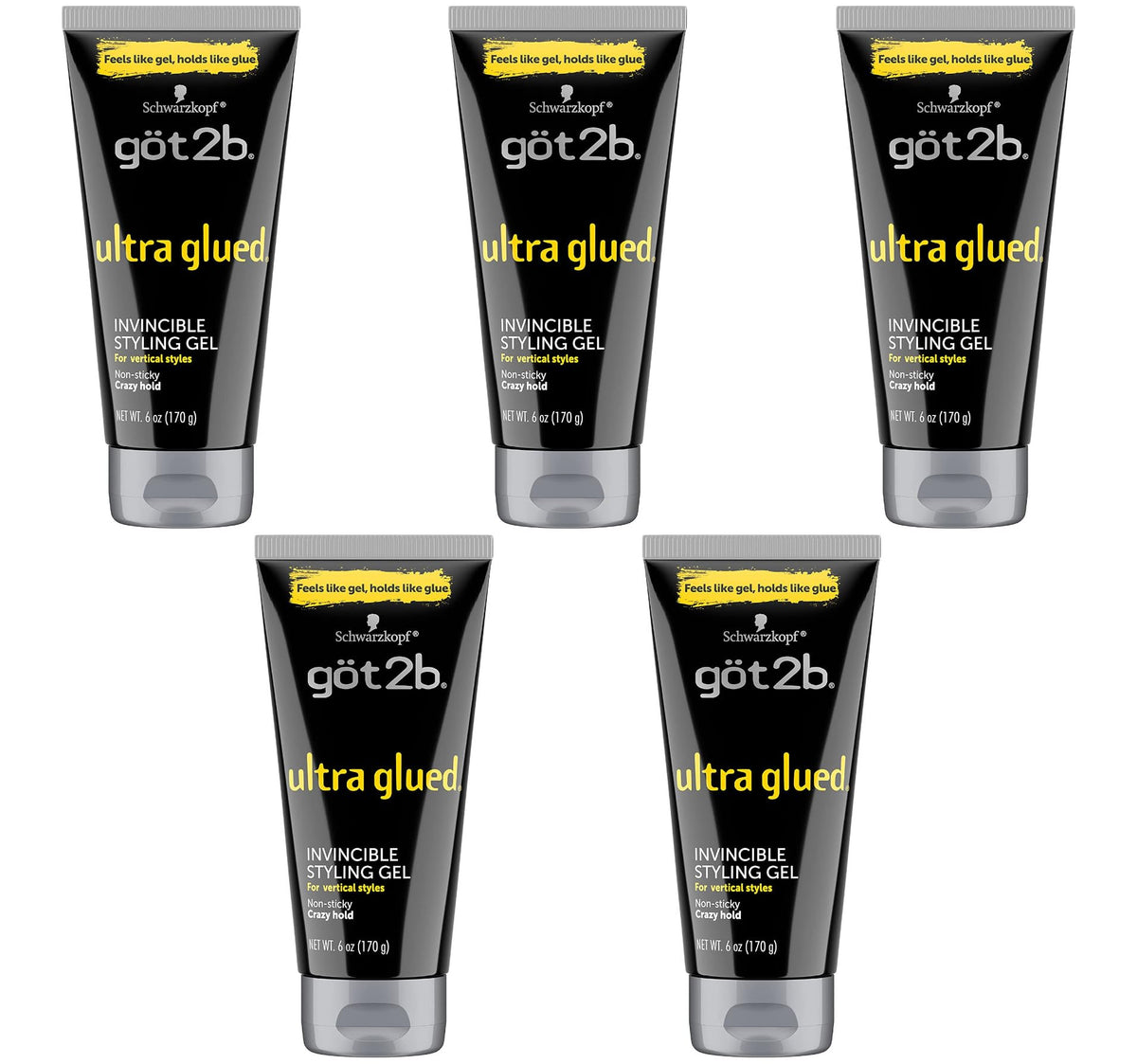 Got2b Ultra Glued Invincible Styling Gel, 6 oz (Pack of 5) Beauty & Personal Care Got2B