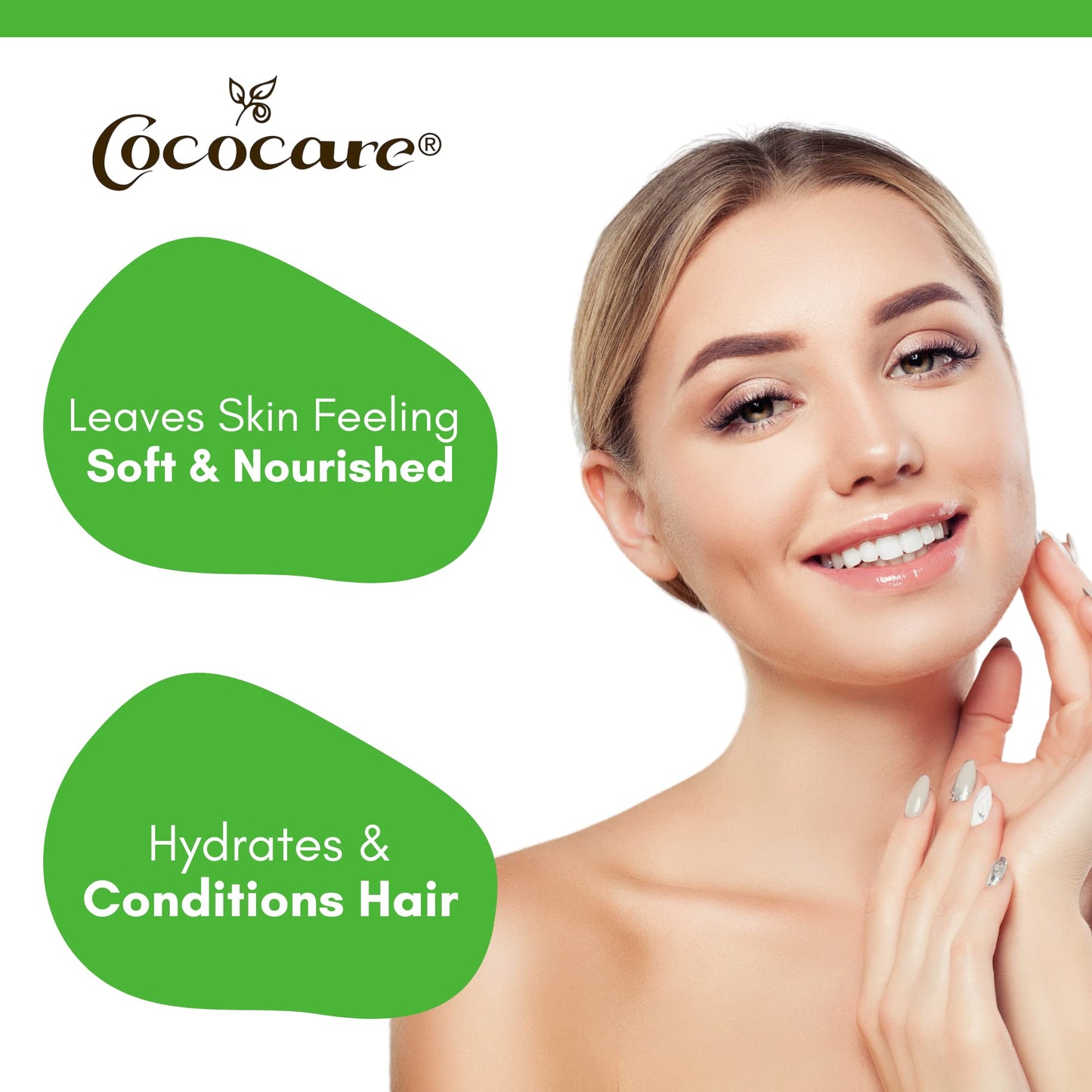 Cococare 100% Pure Coconut Oil for Skin, Hair, Face and Body - Plant-Based Daily Moisture Support, Easy to Scoop or Pour for Everyday Use, Use for Dry Beauty & Personal Care COCOCARE