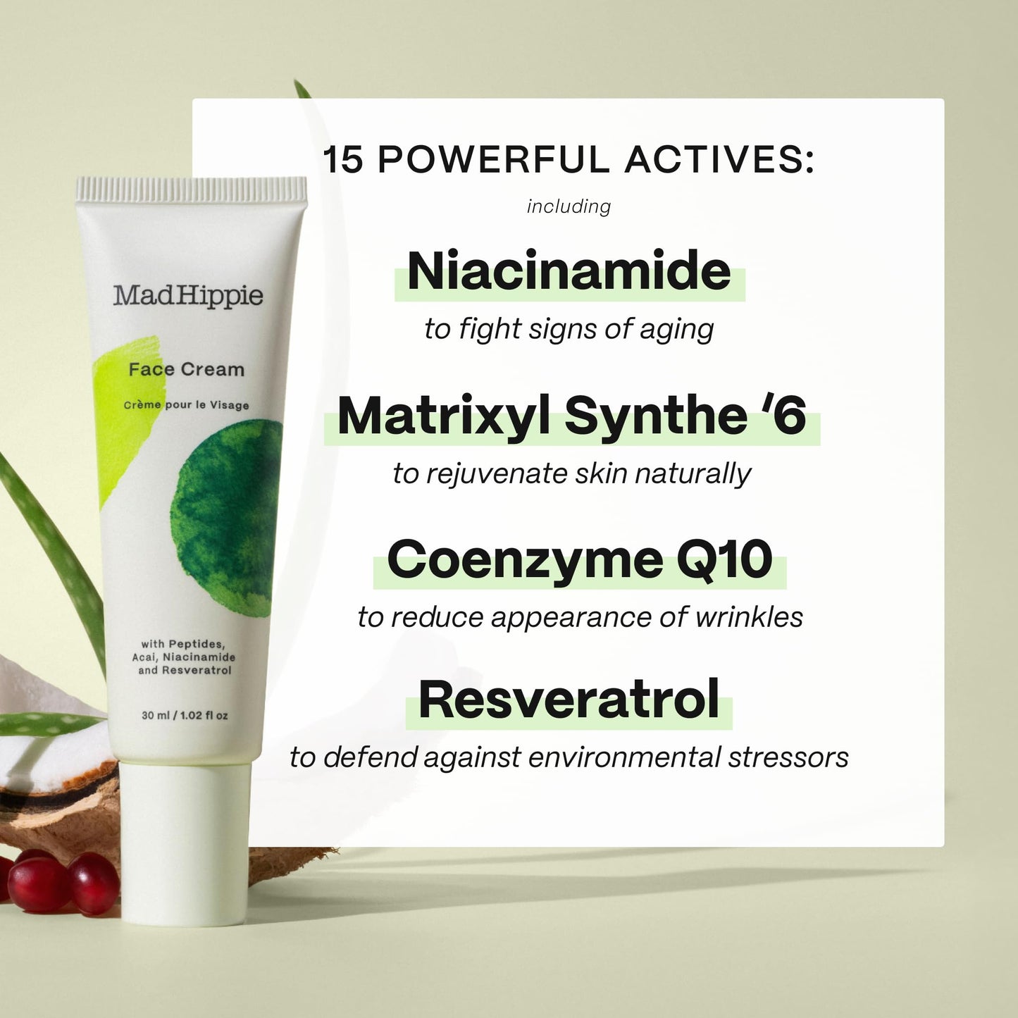 Mad Hippie Face Cream - Age-Defying Face Moisturizer & Skin Tightening Cream with Niacinamide, Advanced Peptides & Argan Oil 1.02 Oz Beauty & Personal Care Mad Hippie
