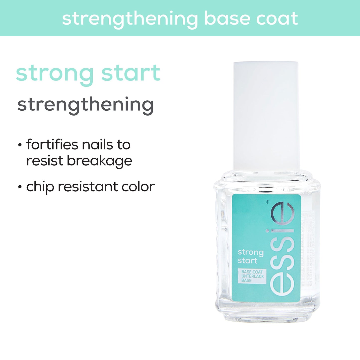 essie Nail Care, 8-Free Vegan, Strong Start Base Coat, strengthening nail polish, 0.46 fl oz Beauty and Personal Care essie