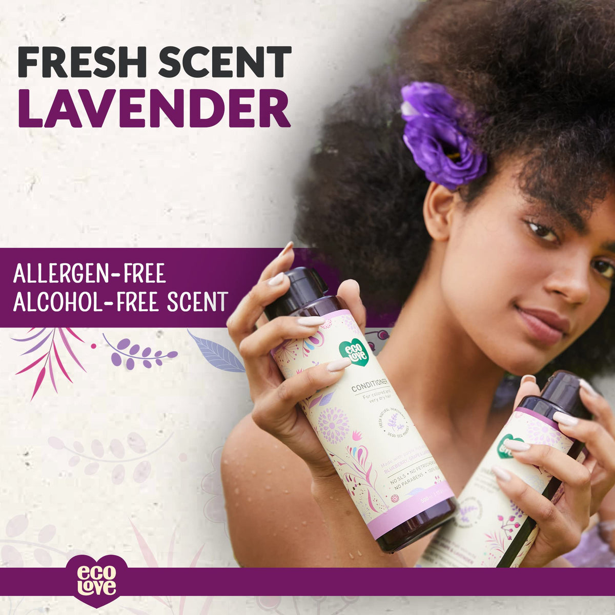 ecoLove Vegan Conditioner with Organic Lavender Extract, 17.6 oz