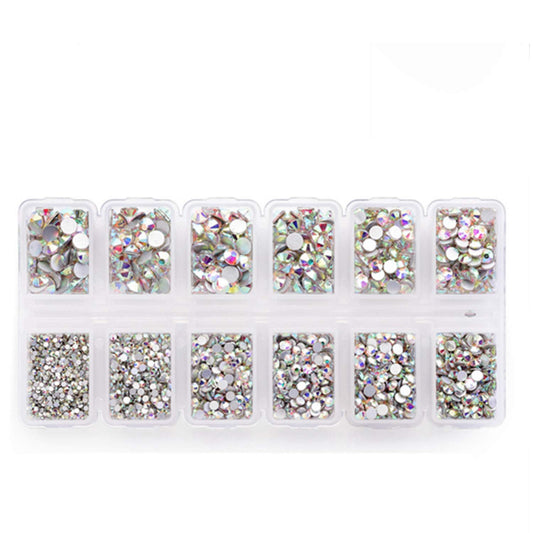 Zealer 1800pcs Crystals AB Nail Art Rhinestones Round Beads Top Grade Flatback Glass Charms Gems Stones for Nails Decoration Crafts Eye Makeup Clothes Beauty & Personal Care Zealer