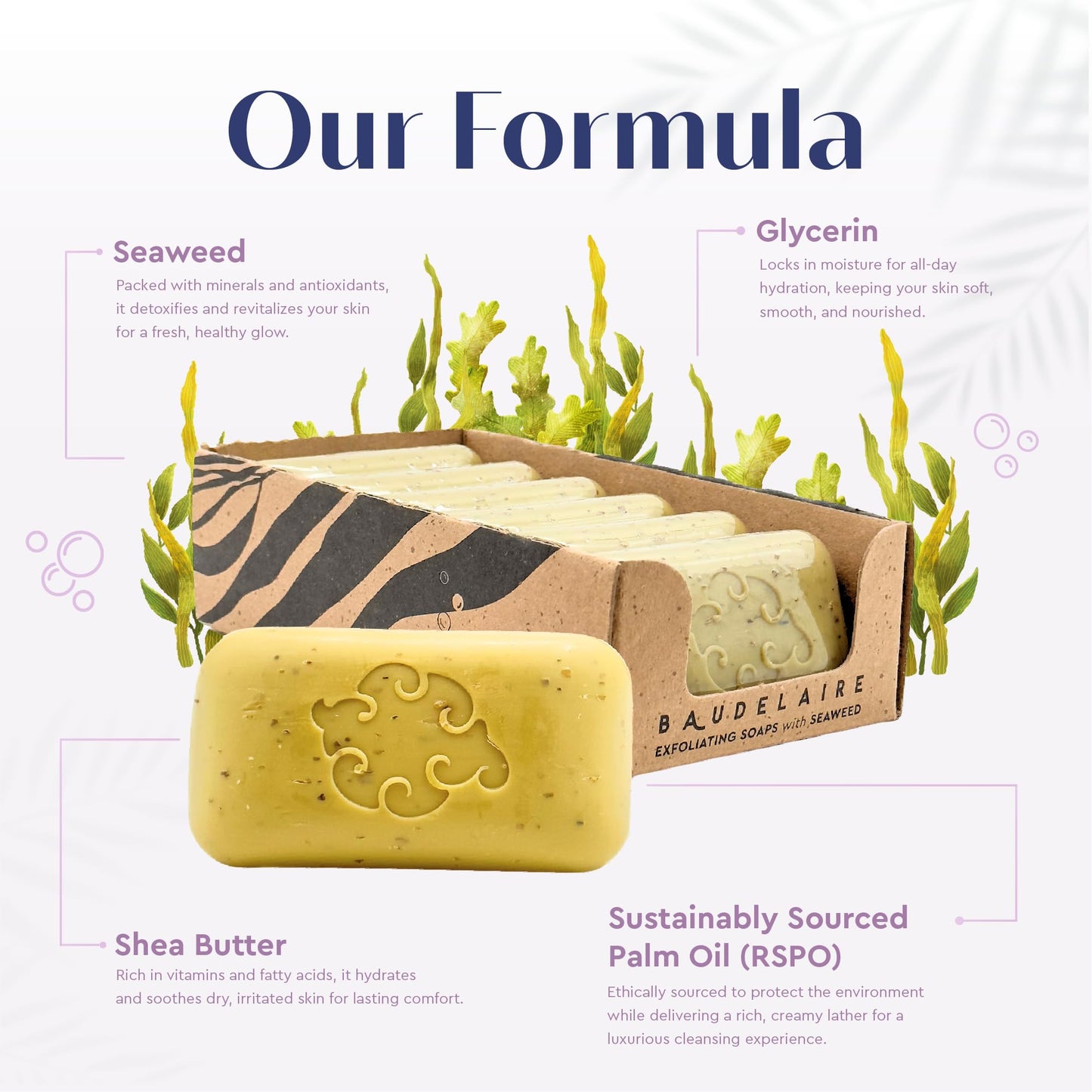 Baudelaire Exfoliating Sea Loofa Soap - Natural Fragrance - Hydrating & Moisturizing Triple-Milled Luxury, 5 oz (Pack of 6) Beauty & Personal Care Baudelaire