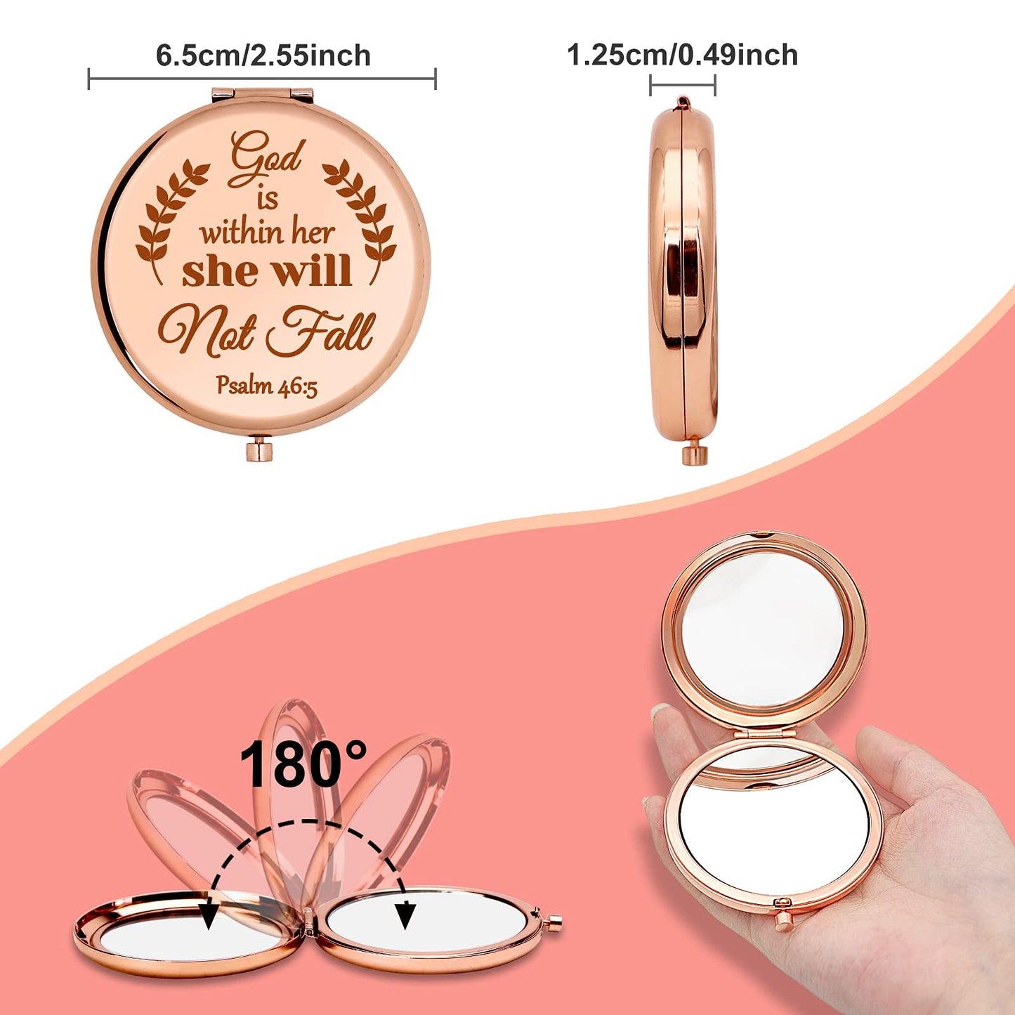 Gevody Bible Verse Gifts Christian Gift Inspirational Gift for Women Compact Mirror Religious Gift Baptism Gift for Girl Goddaughter Godmother Easter Beauty & Personal Care Gevody