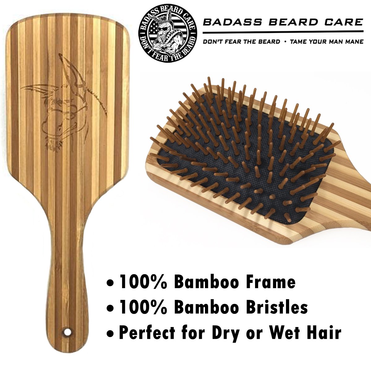 Badass Beard Care Wood Bristle Beard Brush For Men - Anti-static, 100% Bamboo & Light Weight Beauty and Personal Care Badass Beard Care