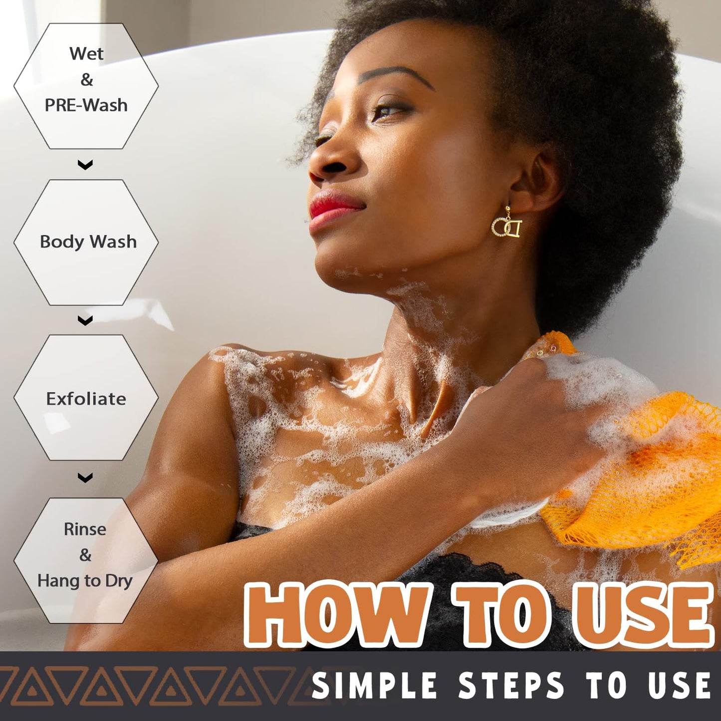 African Net Sponge Authentic - African Exfoliating Net Sponge Real African Wash Cloth - African Bath Sponge Loofah with Knots Exfoliator Net - Skin Beauty and Personal Care Hrsqu