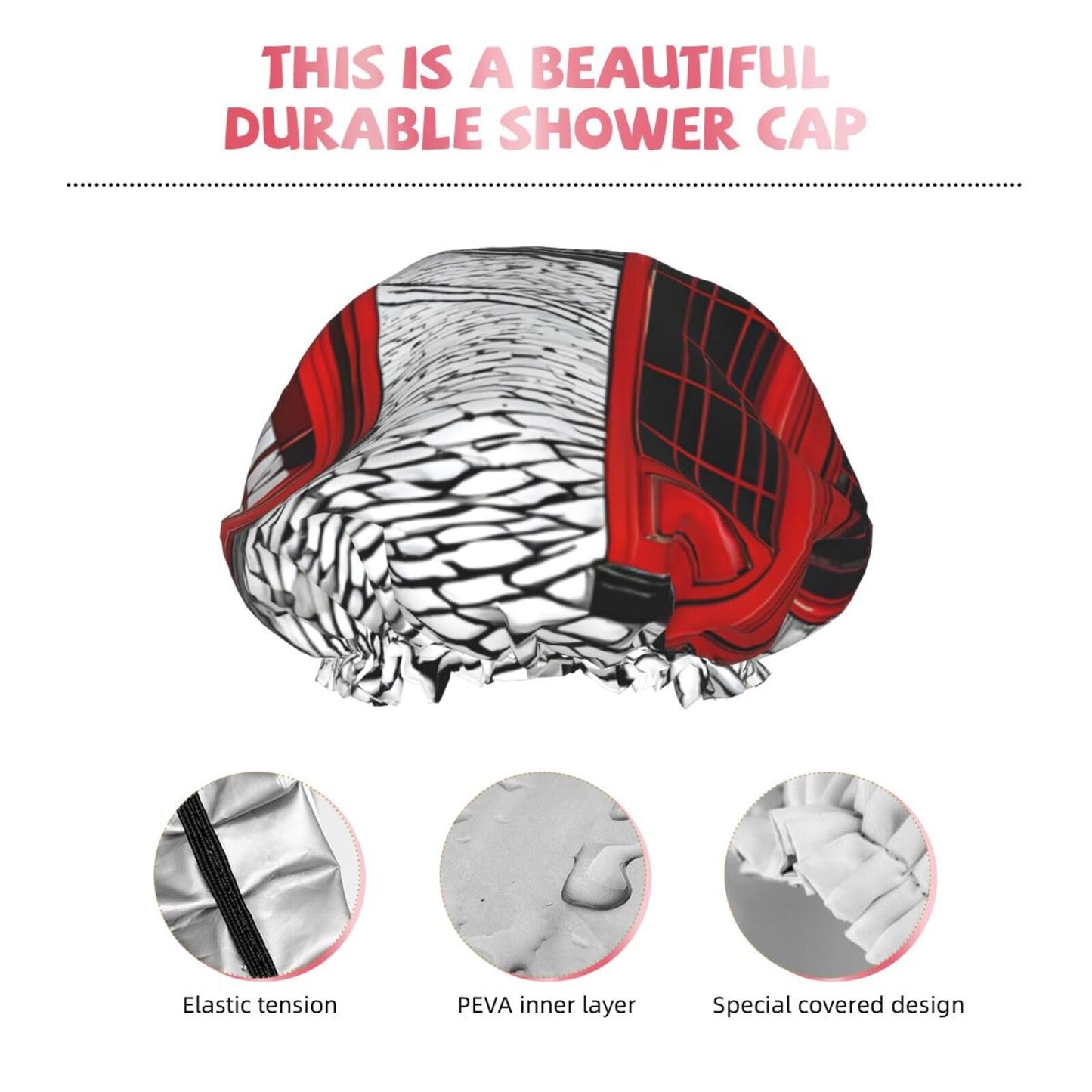 London Red Telephone Booth Printed Double Layer Lined Shower Cap,Shower Caps For Women Reusable Beauty and Personal Care BEIVGOXL