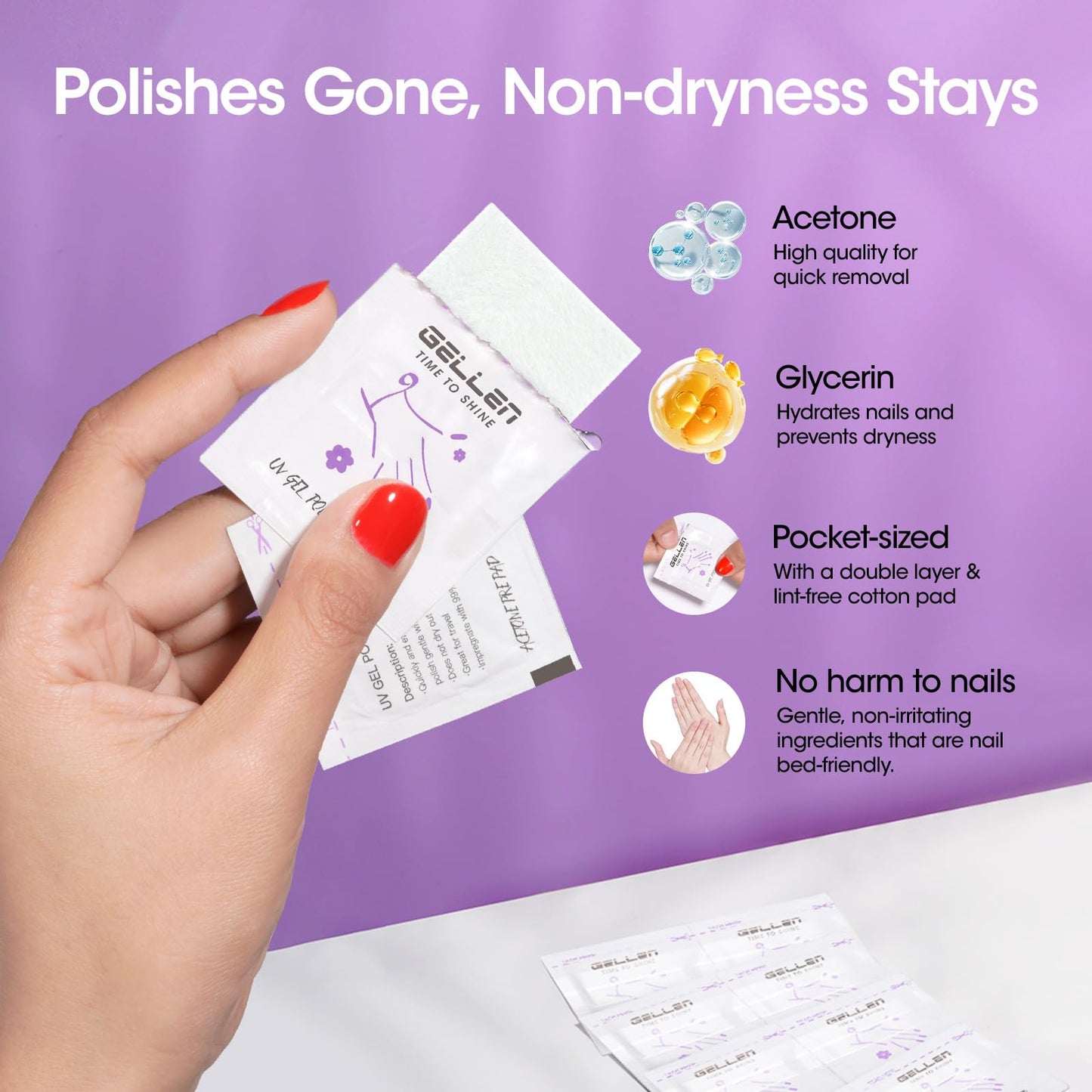 GELLEN Nail Cleanser Pads and Polish Remover Pads 100 Pack, Quick & Easy Beauty and Personal Care GELLEN