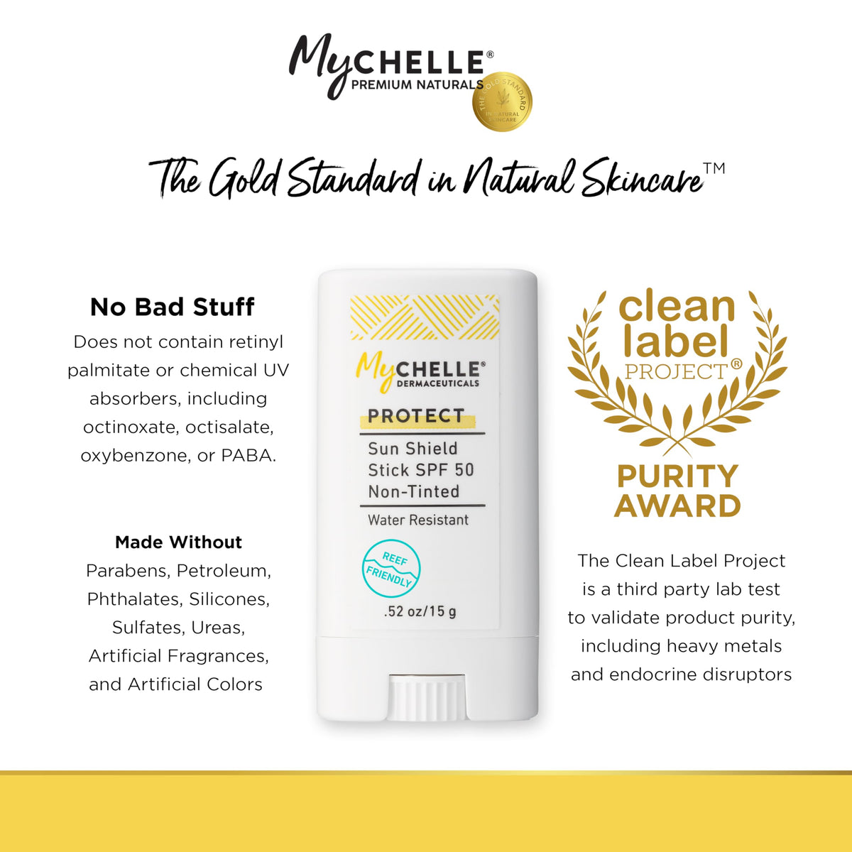 Mychelle Dermaceuticals Sun Shield Stick Spf 50 Non-Tinted - Natural Liquid Zinc Sunscreen Vitamin E and Jojoba - Water Resistant up to 80 Minutes Beauty & Personal Care MyChelle Dermaceuticals