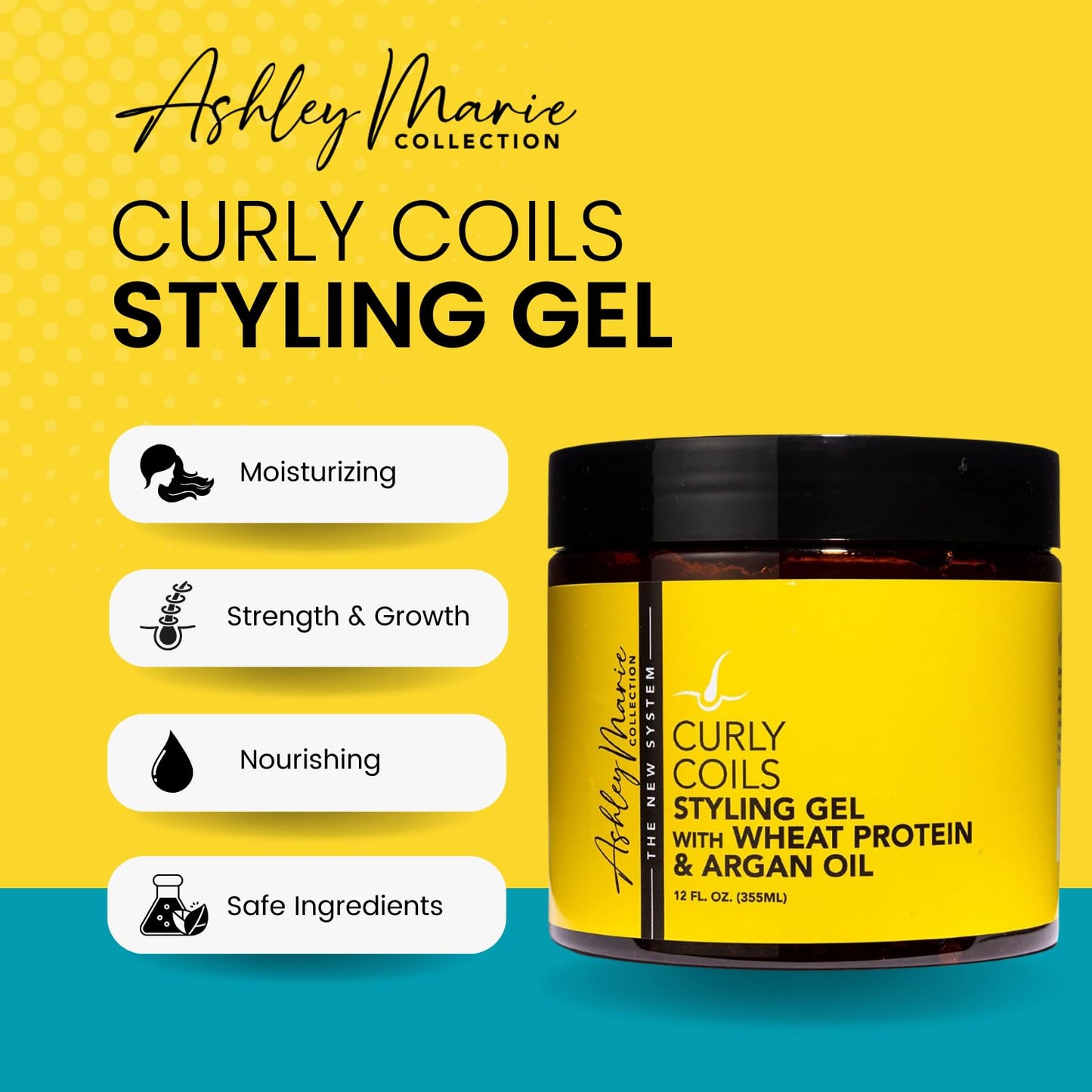 The Hair Diagram - Ashley Marie Curly Coils Styling Gel with Wheat Protein & Argan Oil - Nourishing Natural Ingredients - Moisturizing Gel For Curly Beauty & Personal Care The Hair Diagram