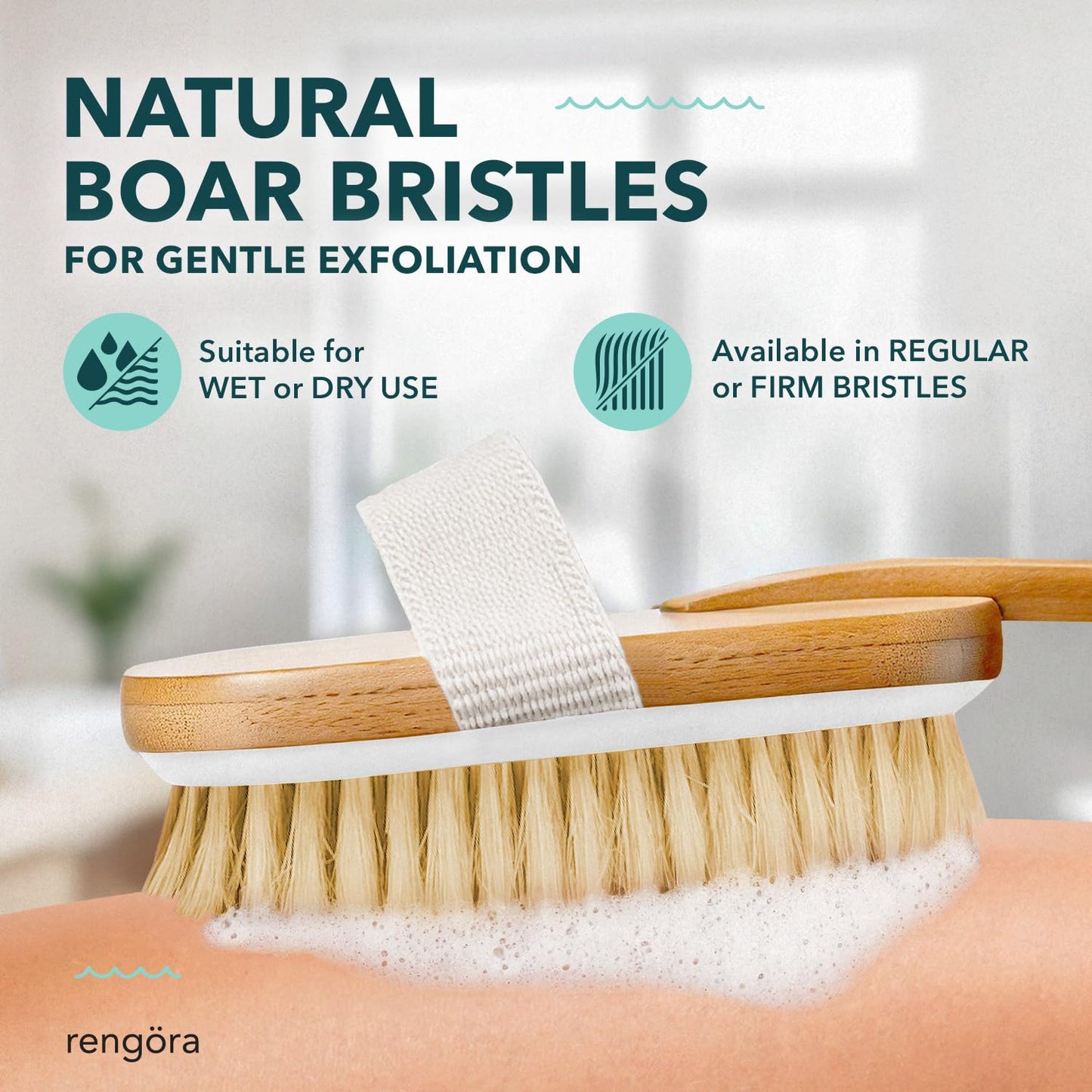 Back Scrubber for Shower - 20" Long Handle Shower Brush - Natural Bristle Back Brush - Ergonomic Handle + Silicone Anti-Slip Grip - Great Gift Idea Beauty & Personal Care rengöra
