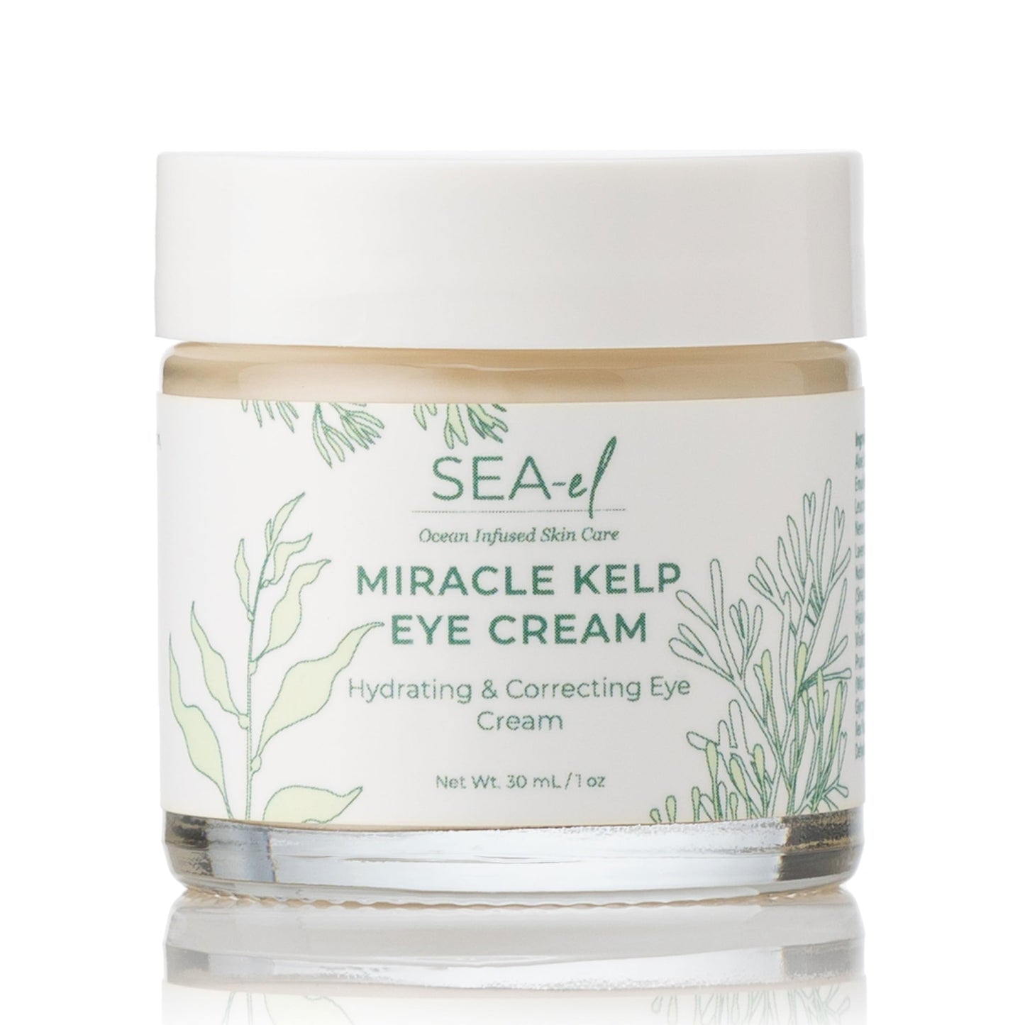 Sea-El Miracle Sea Kelp Eye Cream Hydrating & Correcting Yerba Mate Caffeine & Hyaluronic Acid for Dark Circles Bags & Puffiness - Daily Anti Aging Beauty & Personal Care Sea-El