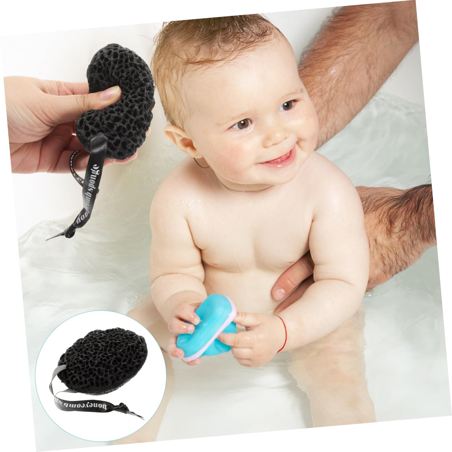 HAKIDZEL 3pcs Non-Latex Shower Bathing Scrubbers Honeycomb Design Massage Sponge for Exfoliation and Cleaning for Bath and Adult Showers Black Beauty and Personal Care HAKIDZEL