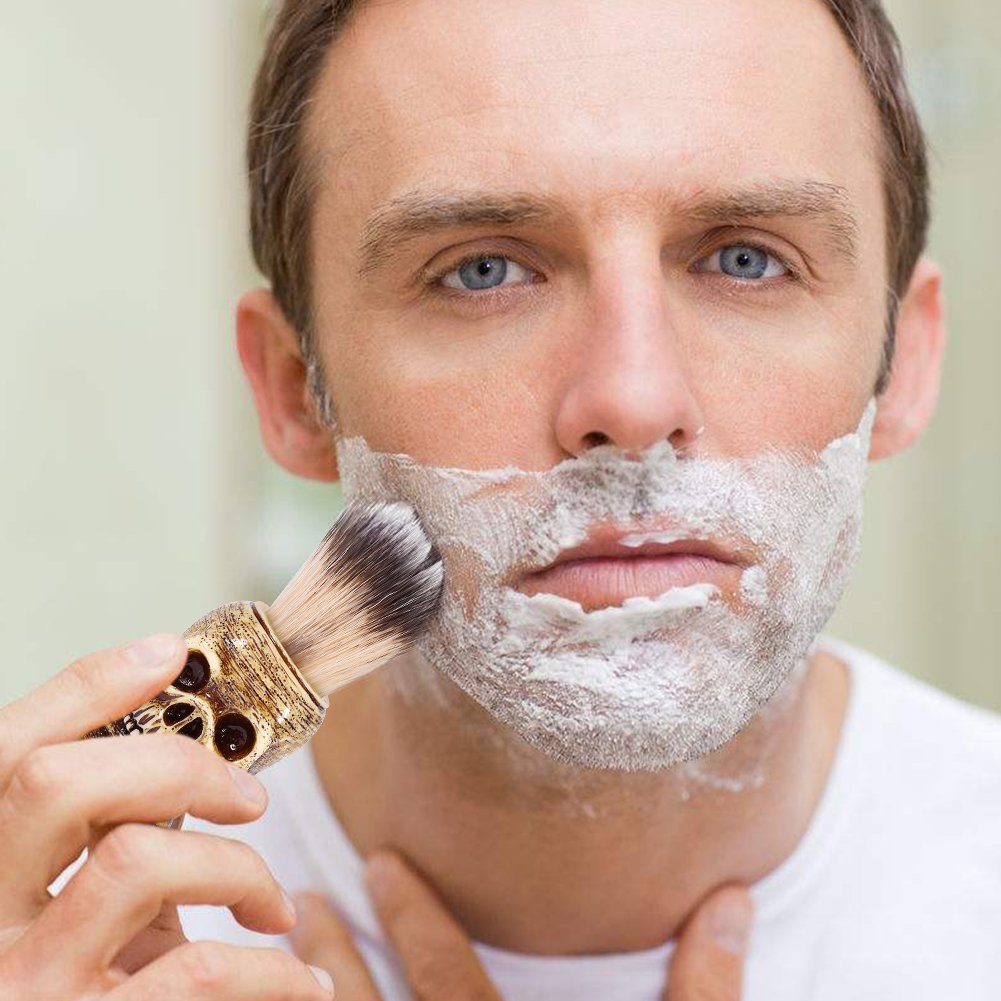 ZJchao Shaving Brushes, Skull Shaped Handle, Rich and Fast Lather Men Shaving Brush, Barber Grooming, Shave Brush for Wet Shave, Use with Safety Beauty and Personal Care ZJchao