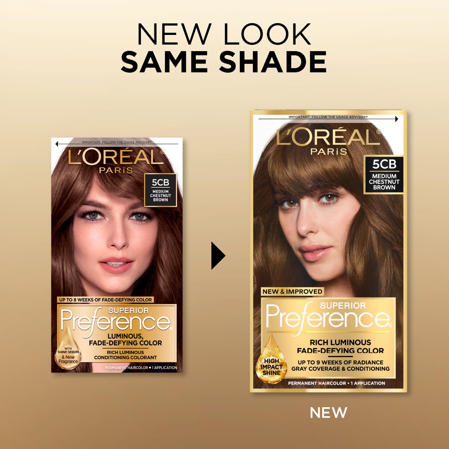L'Oreal Paris Superior Preference Fade-Defying Color + Shine System, 5CB Medium Chestnut Brown (Packaging May Vary) Beauty & Personal Care L'Oreal Paris