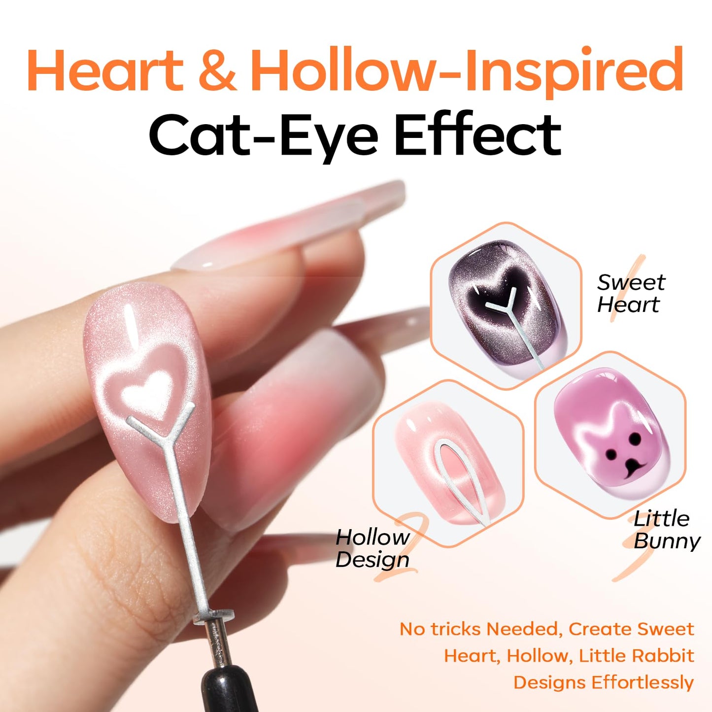 modelones Cat Eye Magnet, 10PCS Cateye Magnet for Nails Cat Eye Gel Nail Polish Tools Heart Hole Square Powerful 3-in-1 Dual Head Magnetic Wand Heart Beauty and Personal Care modelones