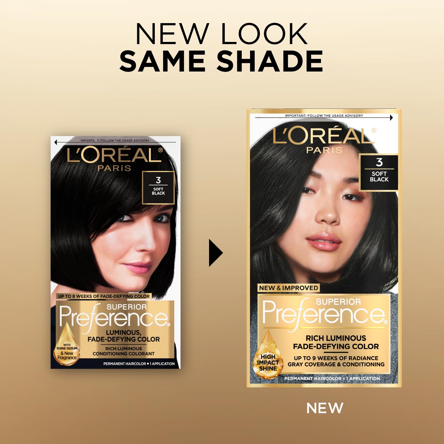 L'Oréal Paris Superior Preference Luminous Fade-Defying Permanent Hair Color, Hair Dye For Up to 9 Weeks of Radiance, Soft Black 3, 1 Hair Dye Kit Beauty & Personal Care L'Oreal Paris