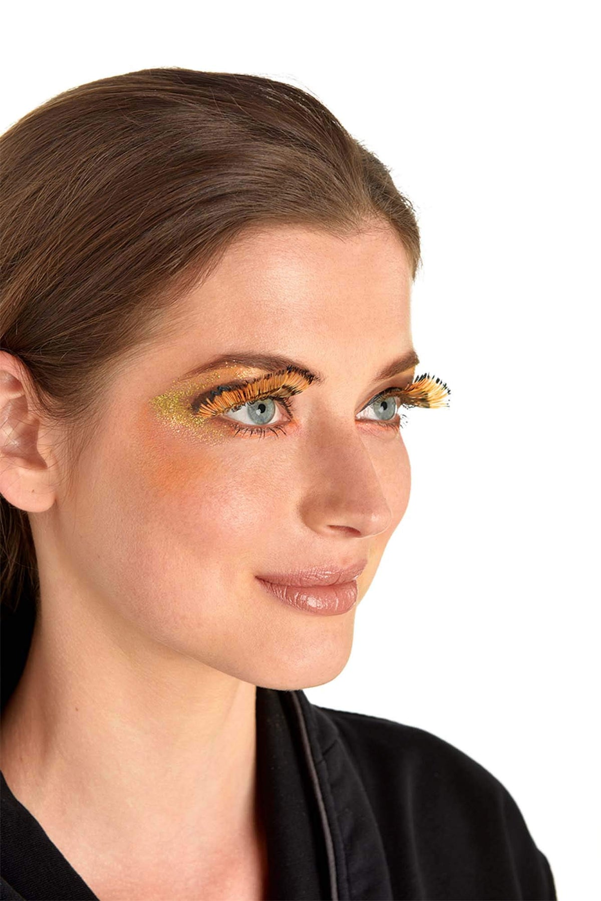 Monarch Feather Eyelashes - One Size | Black/Orange - 2 Pcs.