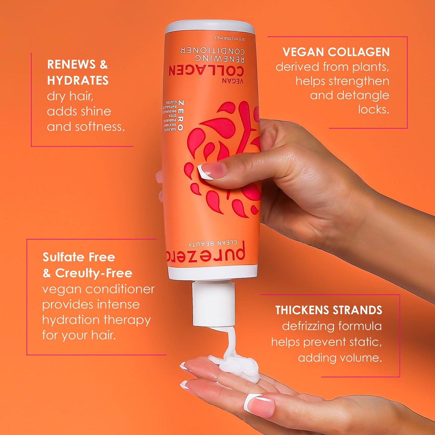 Purezero Collagen Silicone Free Shampoo & Conditioner Set - Strengthening & Hydrating - Duo for Dry or Damaged Hair - Plant-Based Collagen Beauty & Personal Care Purezero