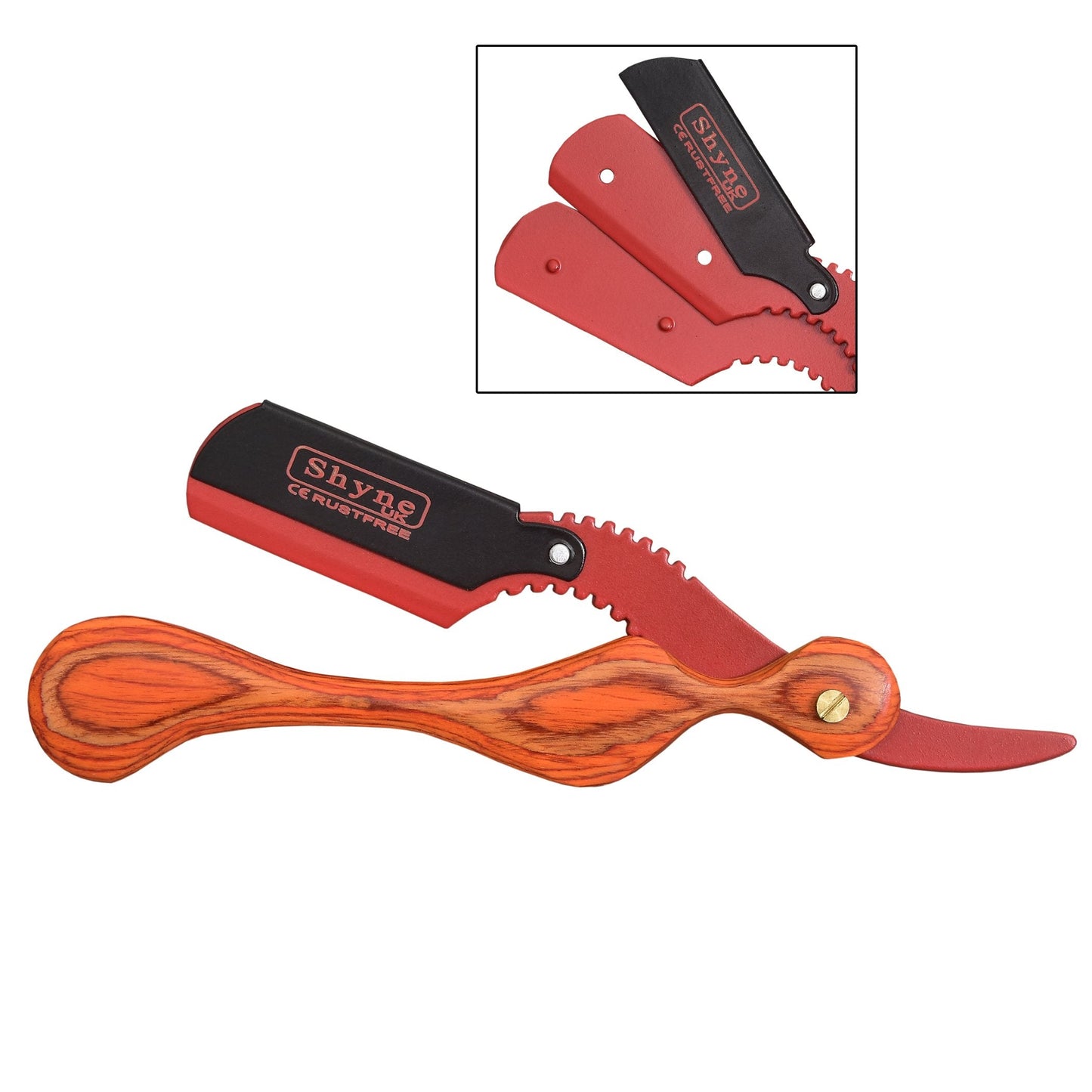 Maroon & Orange Straight Cut Throat Shaving Razor Wooden Barber Hair Salon Beauty and Personal Care SHYNE_ENTERPRISES