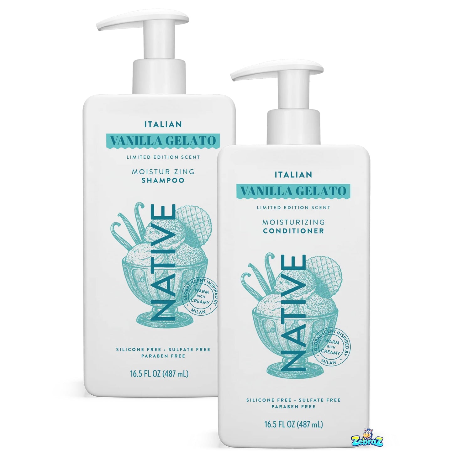 Native Italian Vanilla Gelato Limited Edition Moisturizing Shampoo Conditioner 16.5 fl oz - Pack Of 02 Beauty & Personal Care Native