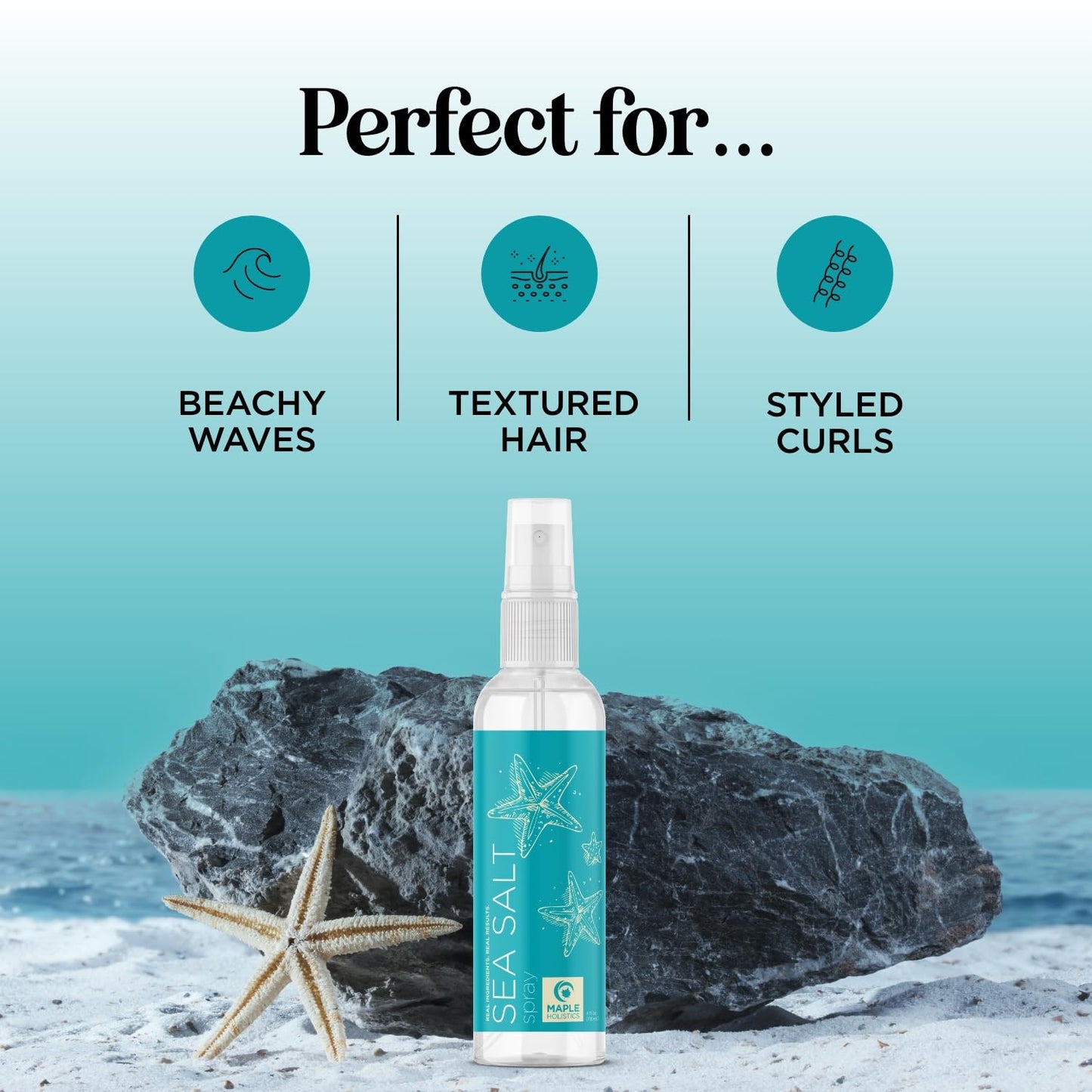 Volumizing Sea Salt Spray for Hair - Texturizing Beach Waves Spray & Hair Mist Curl Activator - Non Sticky Styling Beach Hair Spray for Men and Women Beauty & Personal Care Maple Holistics