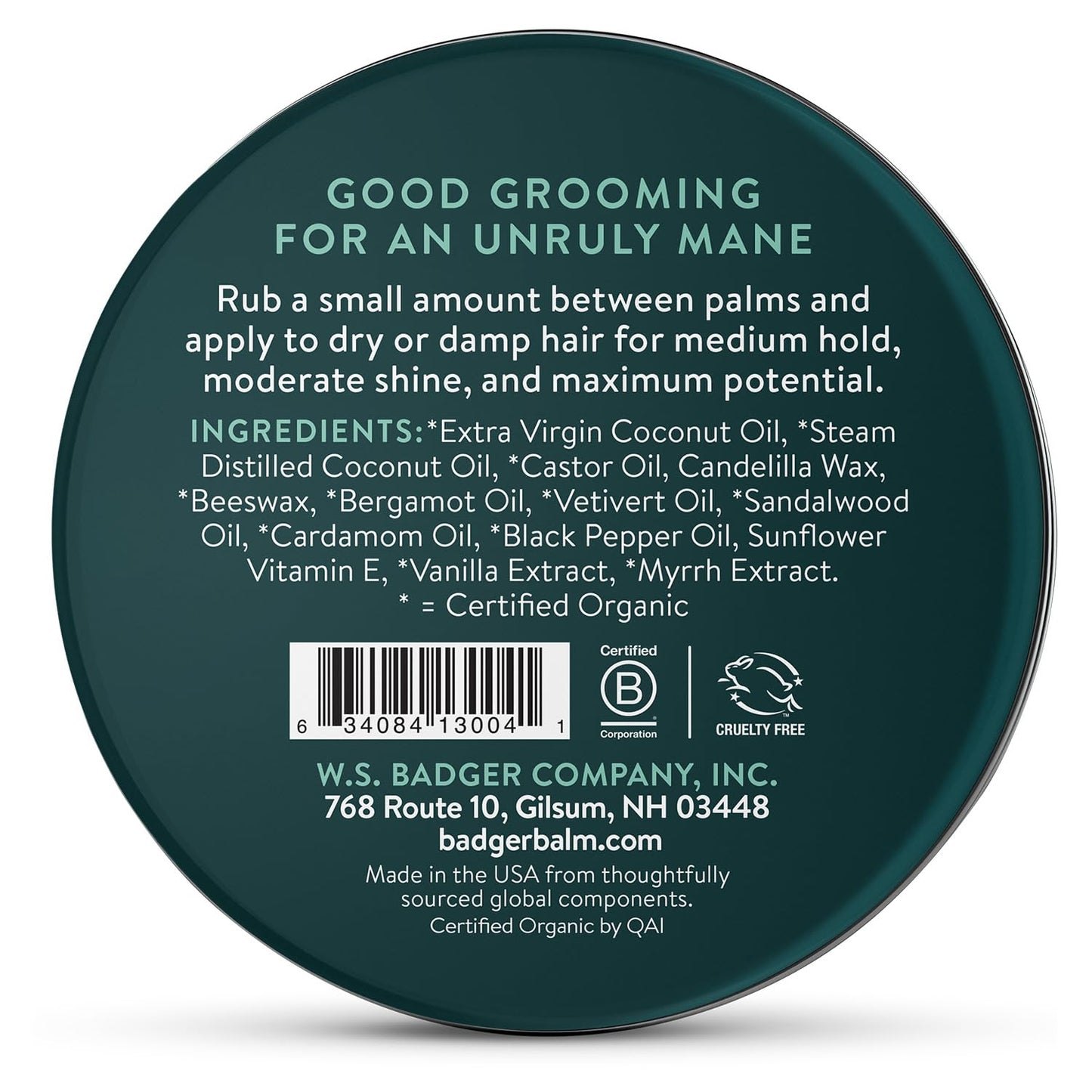 Badger Hair Pomade for Men, Organic, Easy to Use, Subtle Masculine Scent, Medium Hold Hair Pomade with Medium Shine Finish, Nourishes Hair & Scalp 2 Beauty & Personal Care Badger