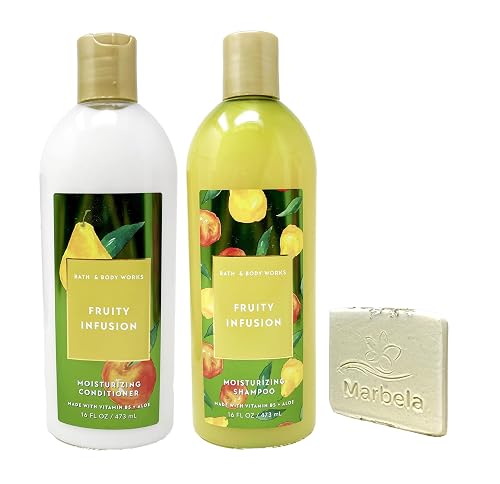Bath & Body Works Fruity Infusion - Duo Set - Moisturizing Conditioner and Shampoo with a Natural Oats Sample Soap Beauty & Personal Care Bath & Body Works
