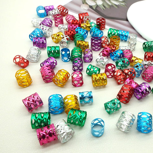 100PCS Two Size Multicolor Rings, Hair Jewelry for Braids, Dreadlocks Beads for Women, Braids Hair Decorations Colorful Aluminum Ring Adjustable Metal Beauty & Personal Care LEILEIXI