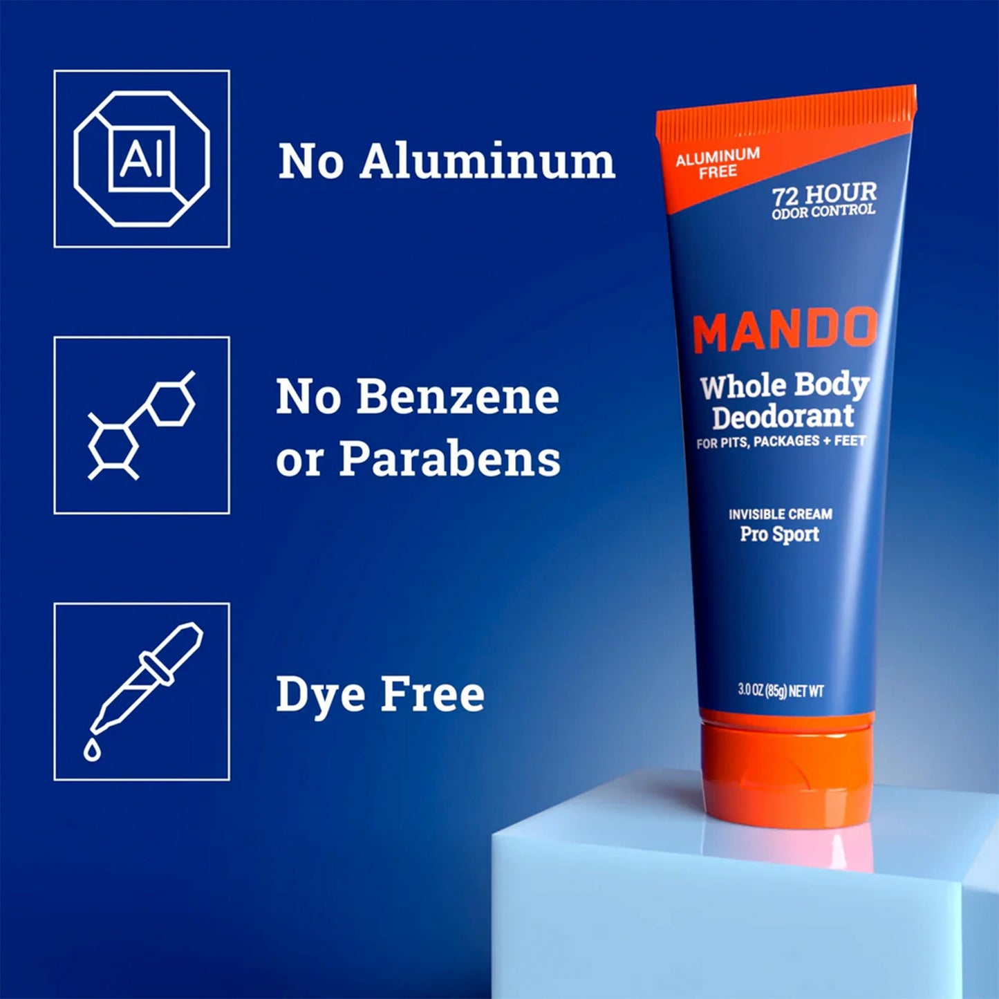 Mando Whole Body Deodorant - Men's Aluminum-Free Invisible Cream Deodorant - Pro Sport - 2.2oz - Pack Of 01 Beauty and Personal Care Mando