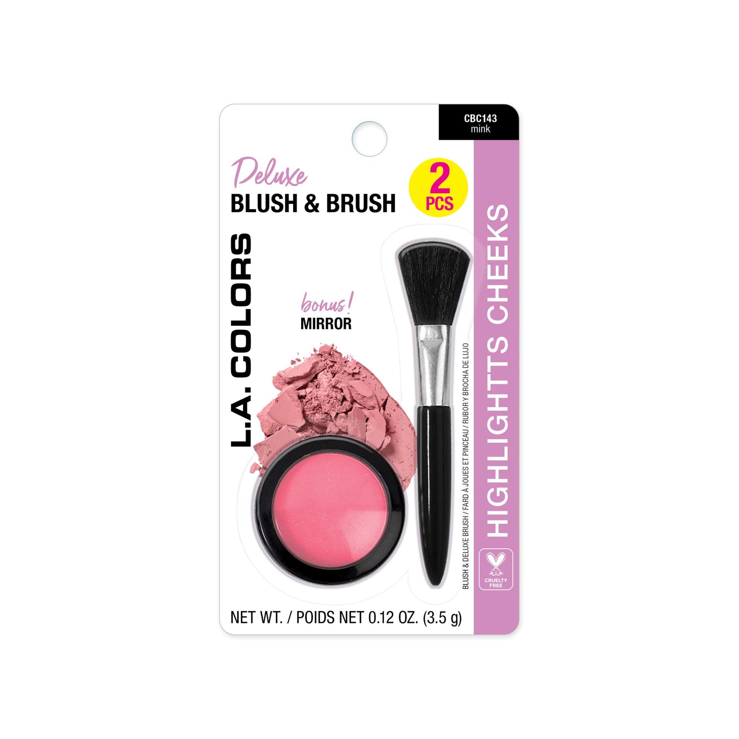 L.A. COLORS Blusher & Deluxe Brush (carded), Mink CBC143 Beauty & Personal Care L.A. COLORS