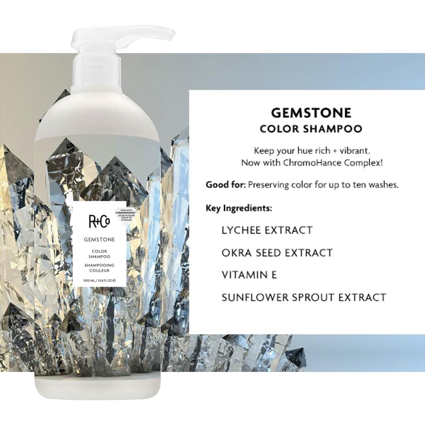 R+Co Gemstone Color Shampoo and Conditioner Liter Set - Color Protection for Vibrant, Fade-Resistant Hair - Hydration, Shine & Sealed Split Ends Beauty & Personal Care R+Co