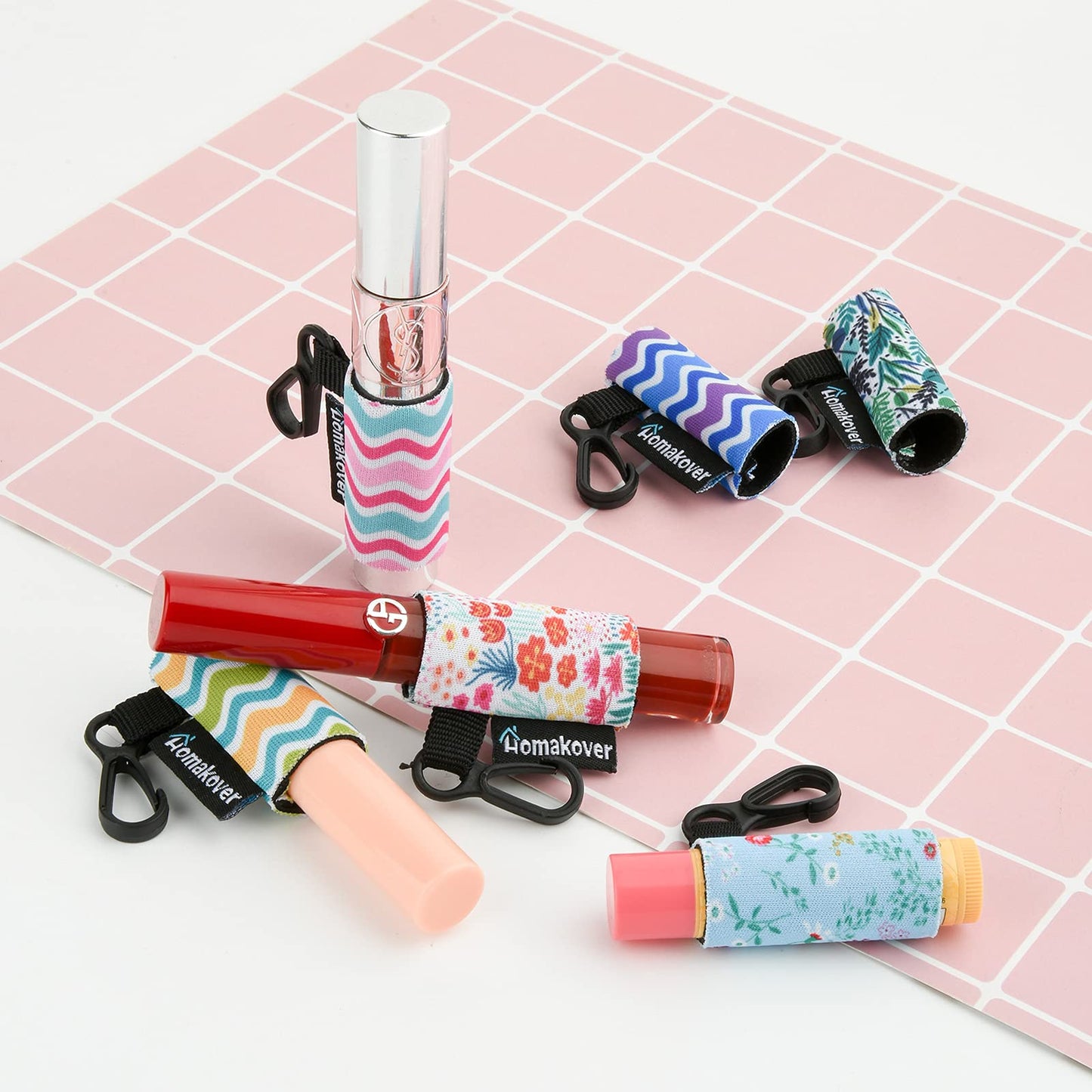 6 Pack Compact Clip-On Lipstick Holder Premium Release Clip Neoprene Sleeve Lip Balm with Clip Fits Most Standard Lip Balm, Large Beauty & Personal Care Homakover