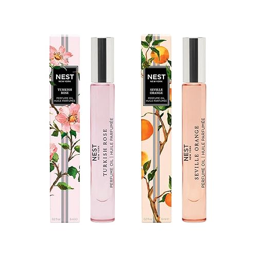 NEST New York Perfume Oil Bundle (Rollerball) - Includes Seville Orange & Turkish Rose - 6 mL Each - Vegan & Cruelty Free Beauty & Personal Care NEST New York